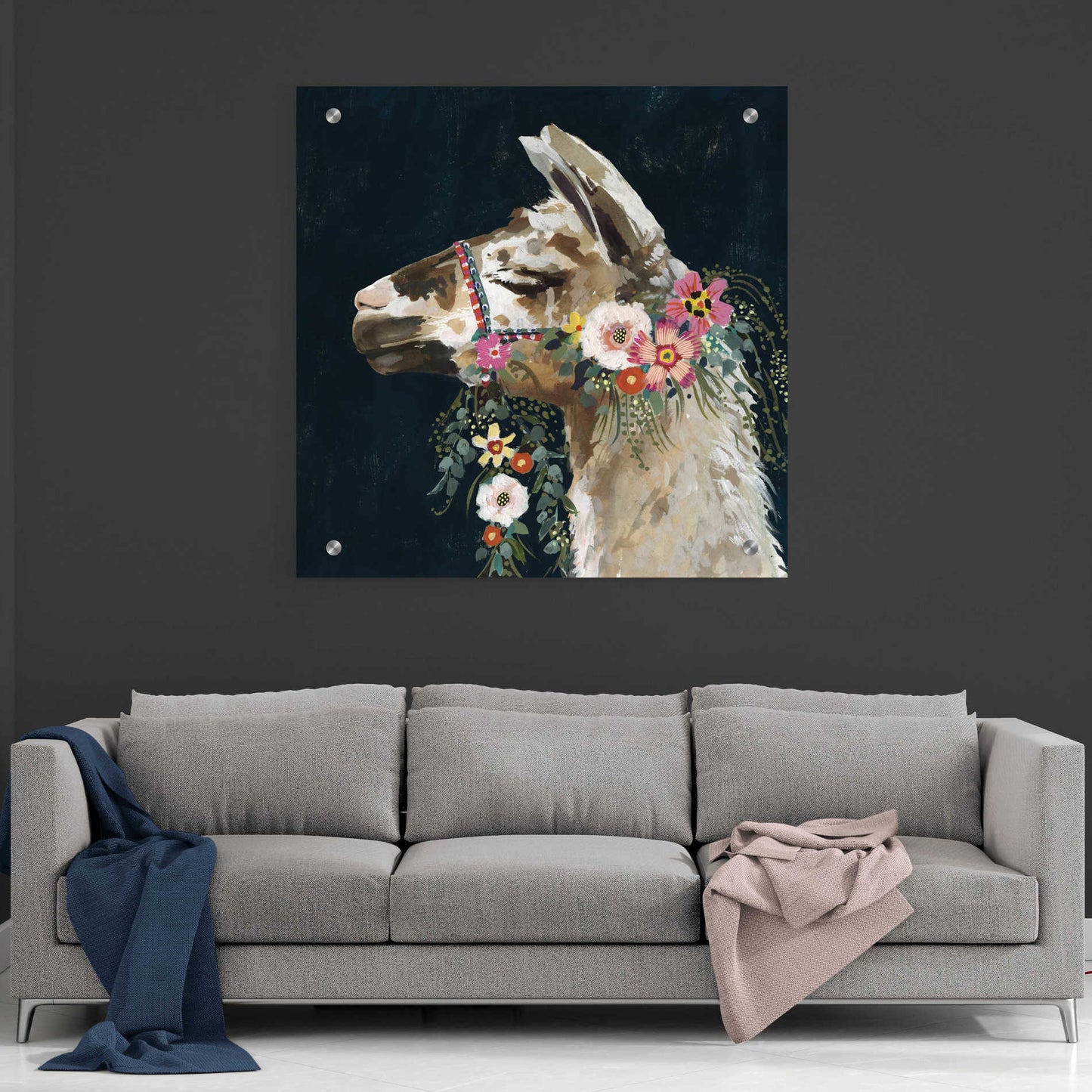 Epic Art 'Lovely Llama II' by Victoria Borges, Acrylic Glass Wall Art,36x36