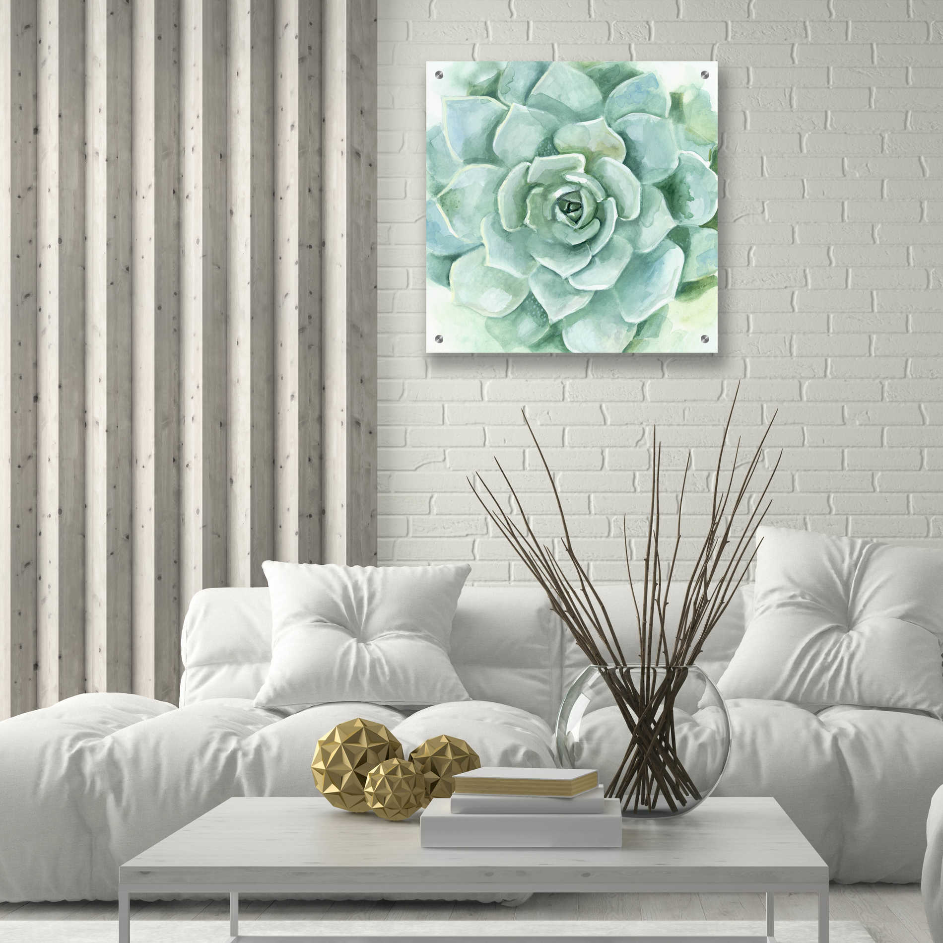 Epic Art 'Verdant Succulent I' by Victoria Borges, Acrylic Glass Wall Art,24x24