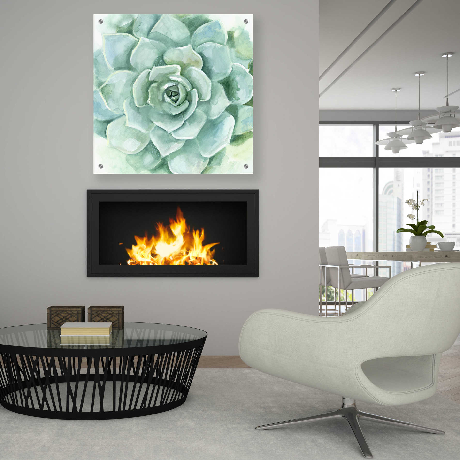 Epic Art 'Verdant Succulent I' by Victoria Borges, Acrylic Glass Wall Art,36x36