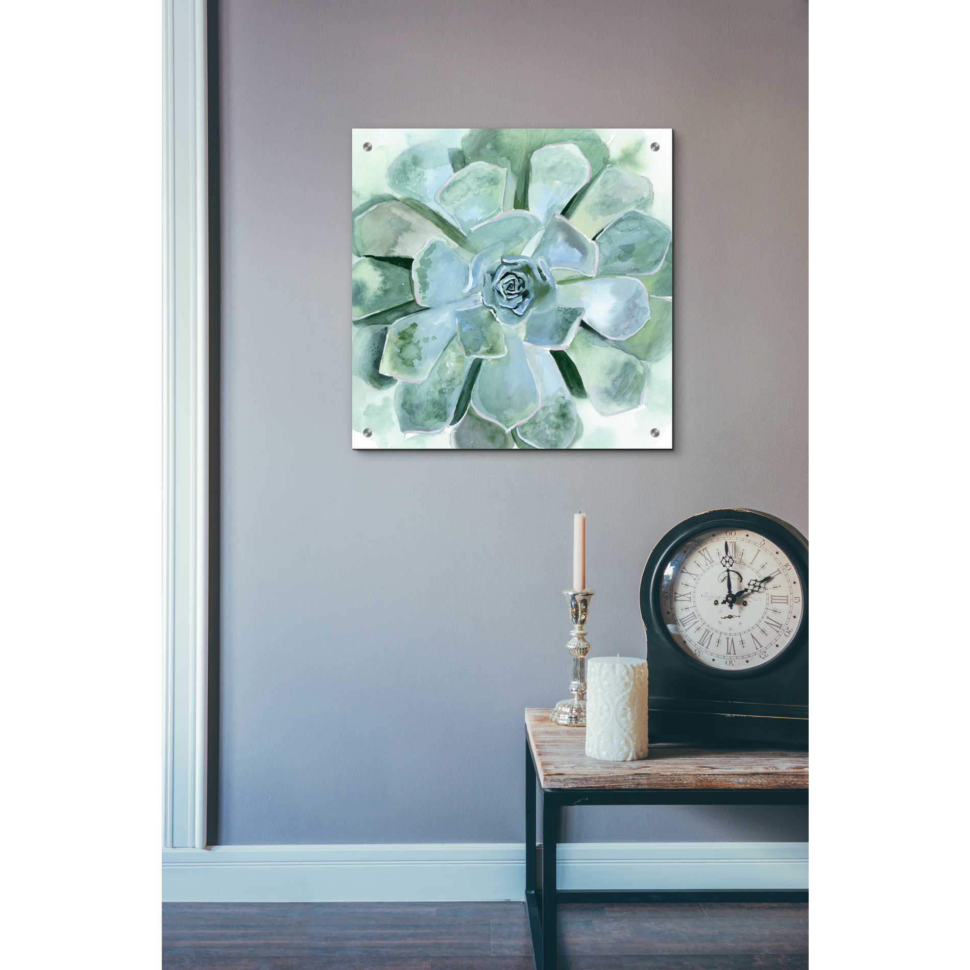 Epic Art 'Verdant Succulent III' by Victoria Borges, Acrylic Glass Wall Art,24x24