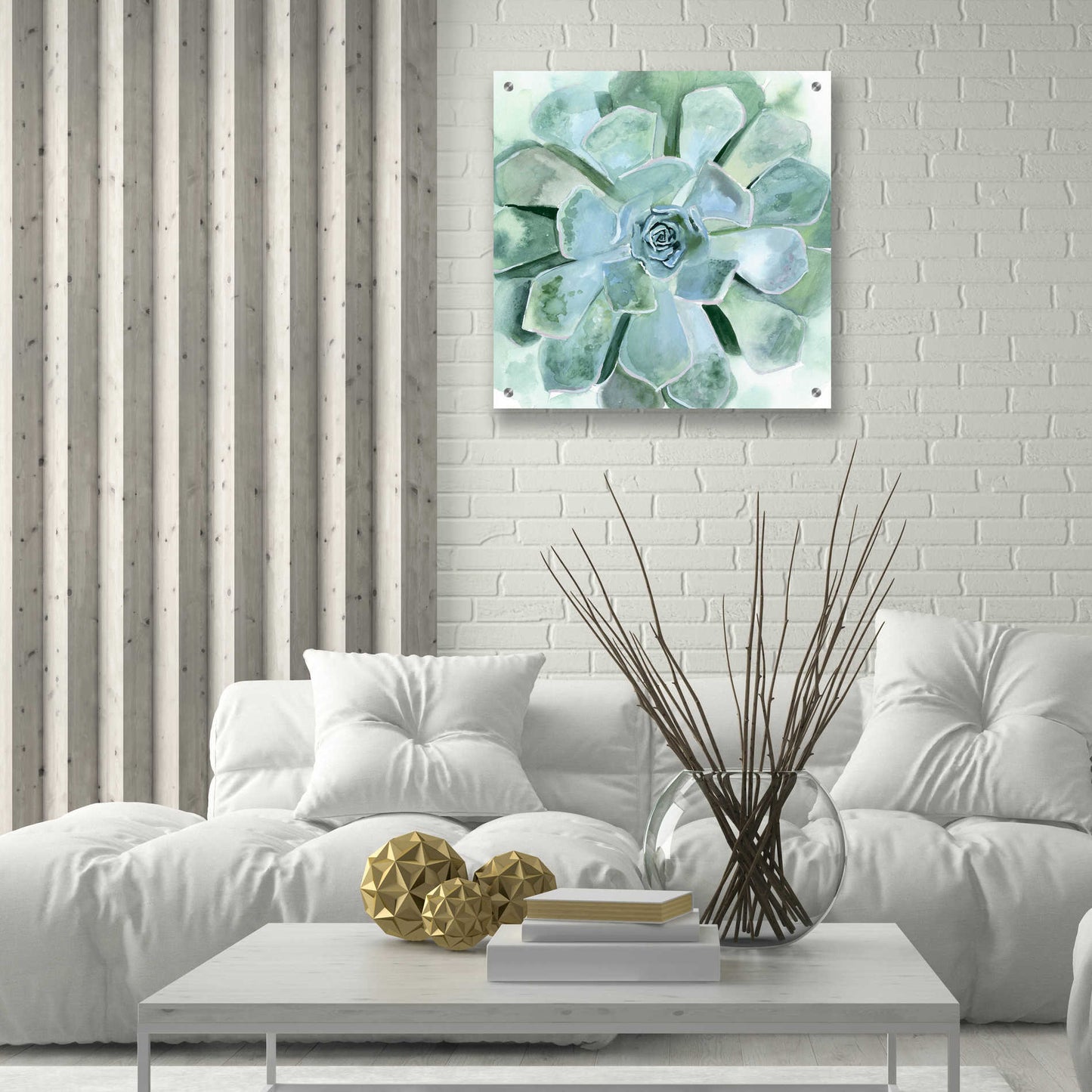 Epic Art 'Verdant Succulent III' by Victoria Borges, Acrylic Glass Wall Art,24x24