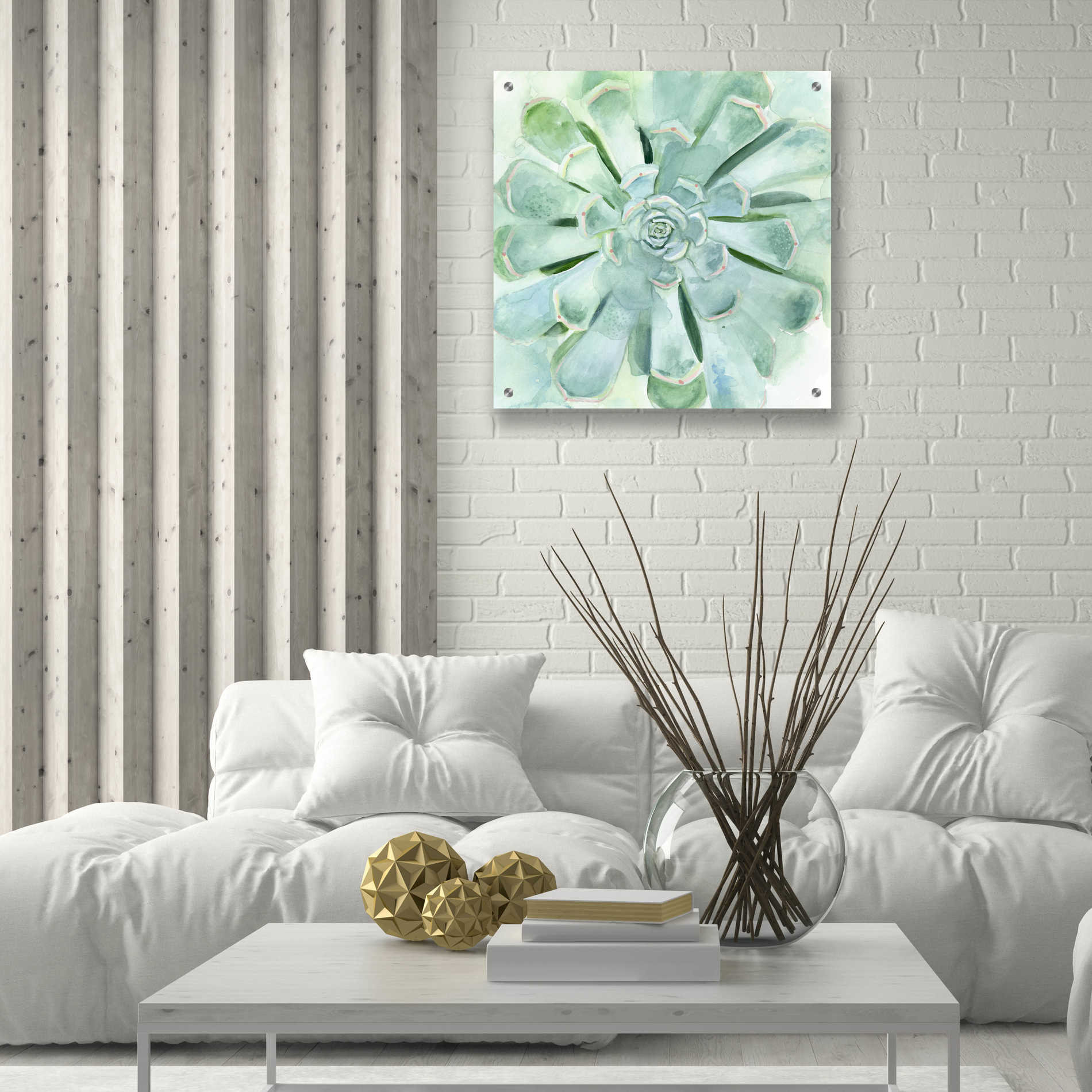 Epic Art 'Verdant Succulent IV' by Victoria Borges, Acrylic Glass Wall Art,24x24