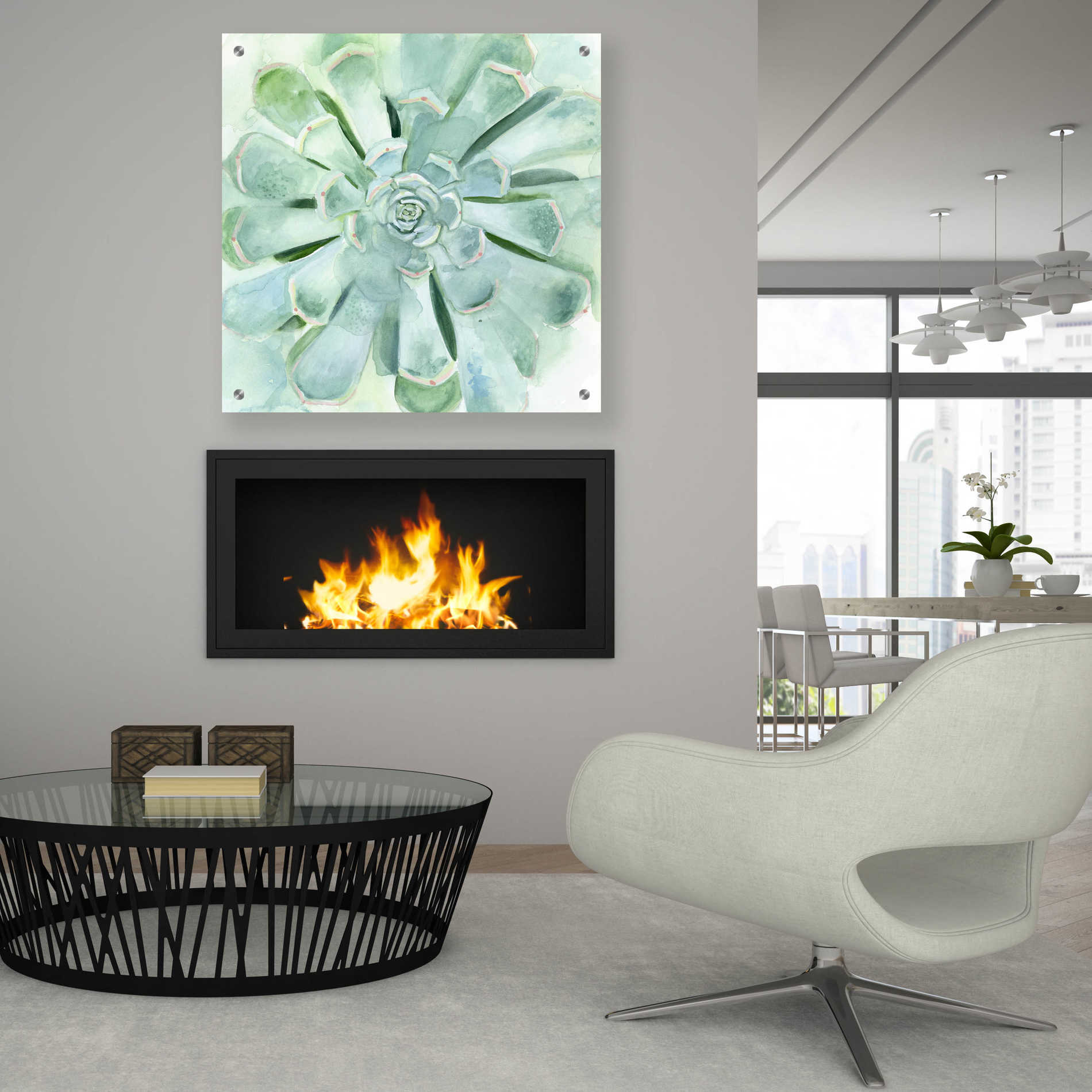 Epic Art 'Verdant Succulent IV' by Victoria Borges, Acrylic Glass Wall Art,36x36