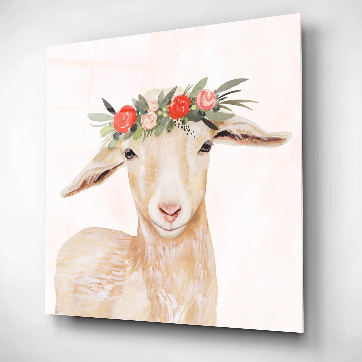 Epic Art 'Garden Goat I' by Victoria Borges, Acrylic Glass Wall Art,12x12