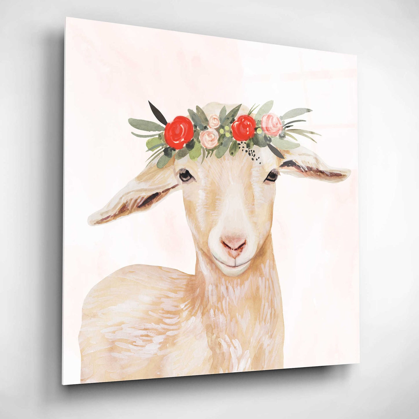 Epic Art 'Garden Goat I' by Victoria Borges, Acrylic Glass Wall Art,12x12