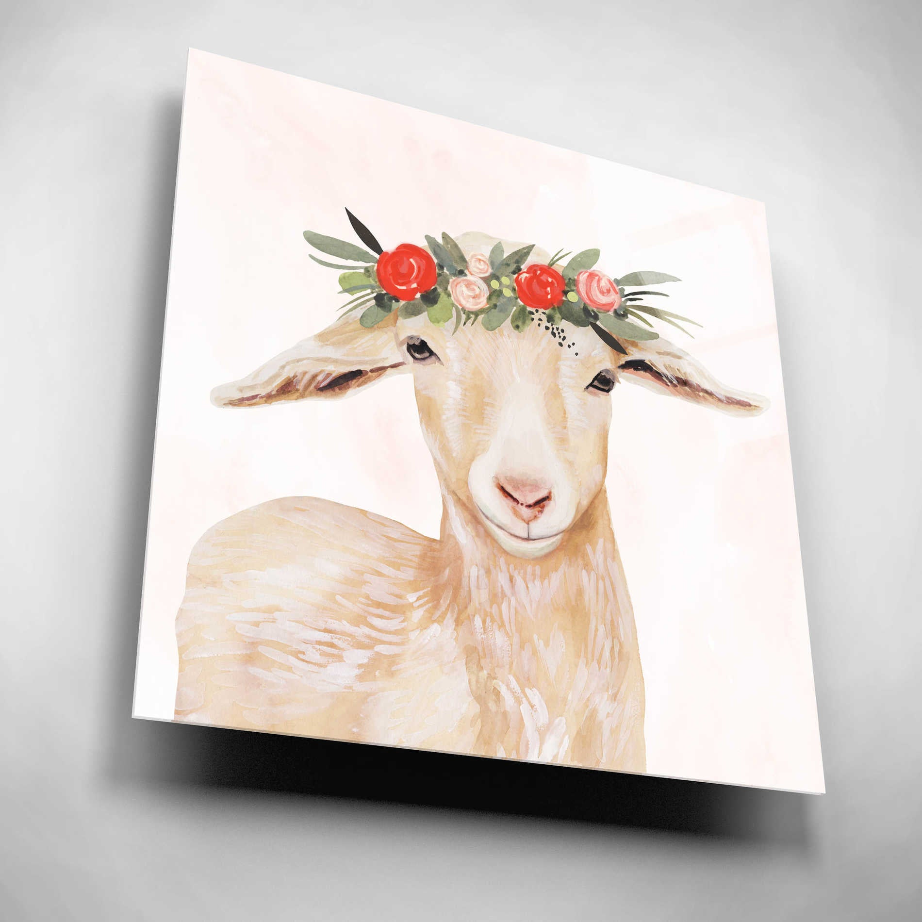 Epic Art 'Garden Goat I' by Victoria Borges, Acrylic Glass Wall Art,12x12