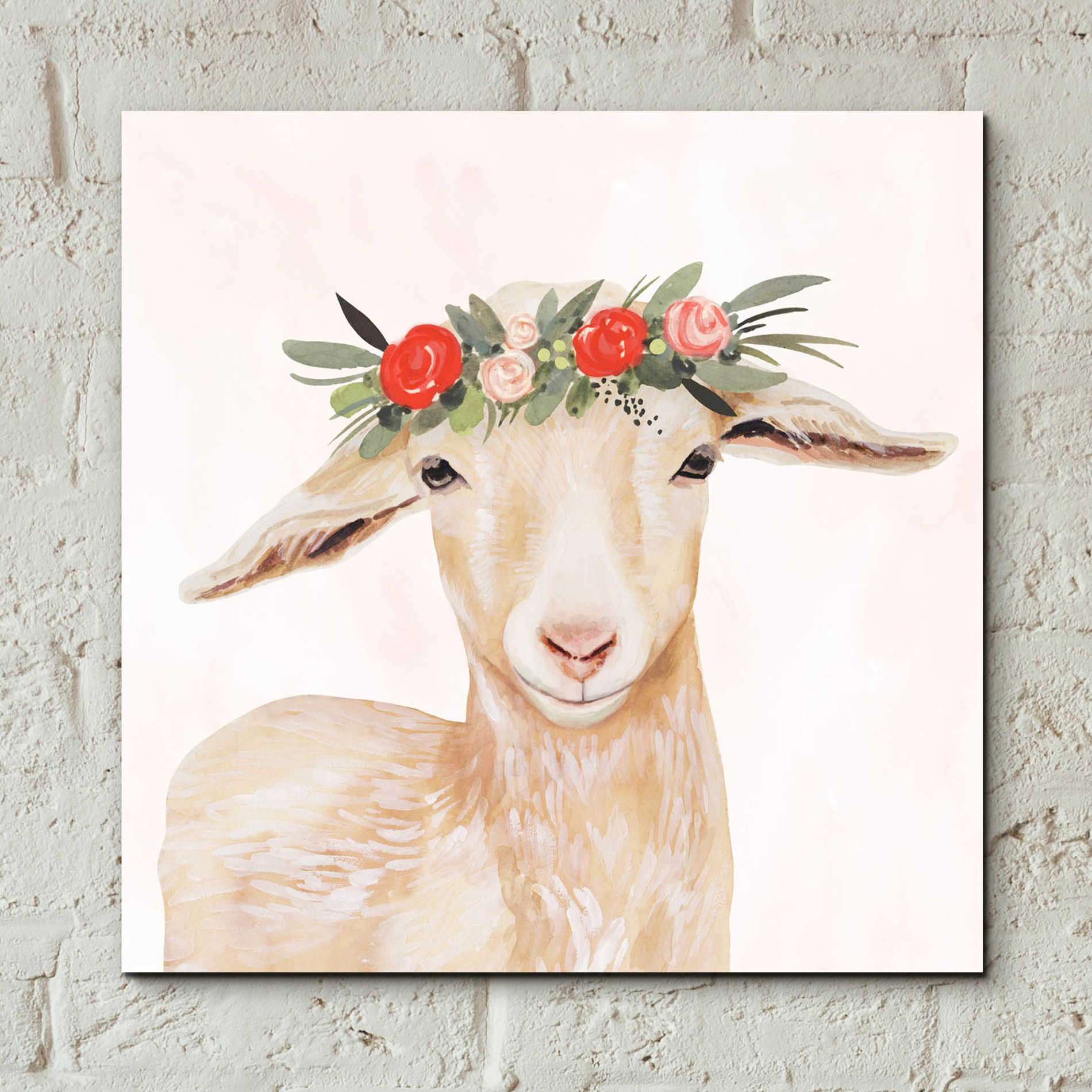 Epic Art 'Garden Goat I' by Victoria Borges, Acrylic Glass Wall Art,12x12