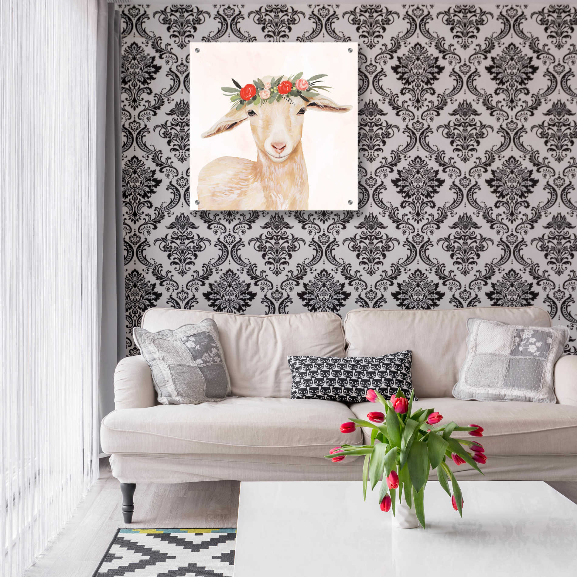 Epic Art 'Garden Goat I' by Victoria Borges, Acrylic Glass Wall Art,24x24