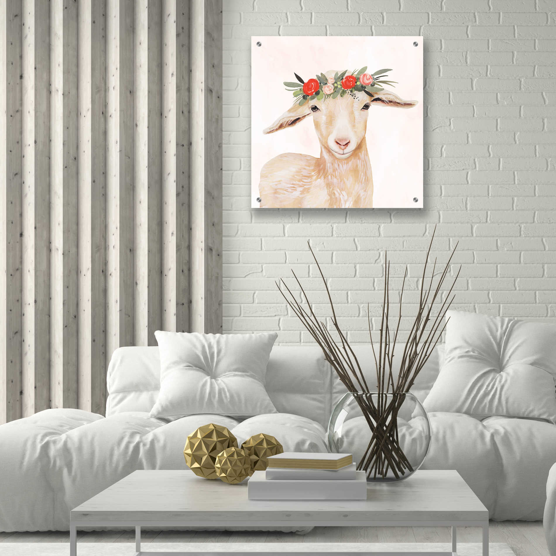 Epic Art 'Garden Goat I' by Victoria Borges, Acrylic Glass Wall Art,24x24