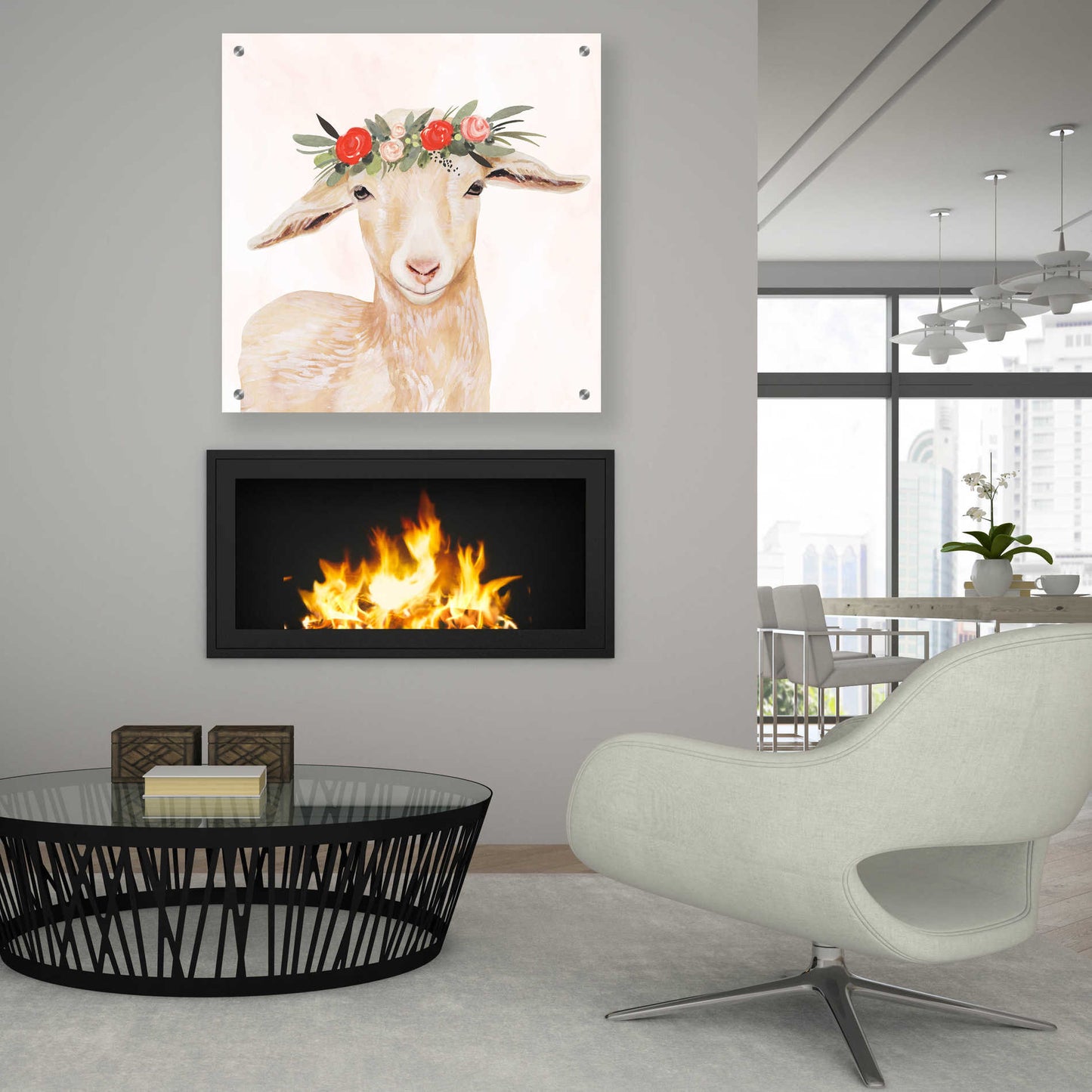 Epic Art 'Garden Goat I' by Victoria Borges, Acrylic Glass Wall Art,36x36