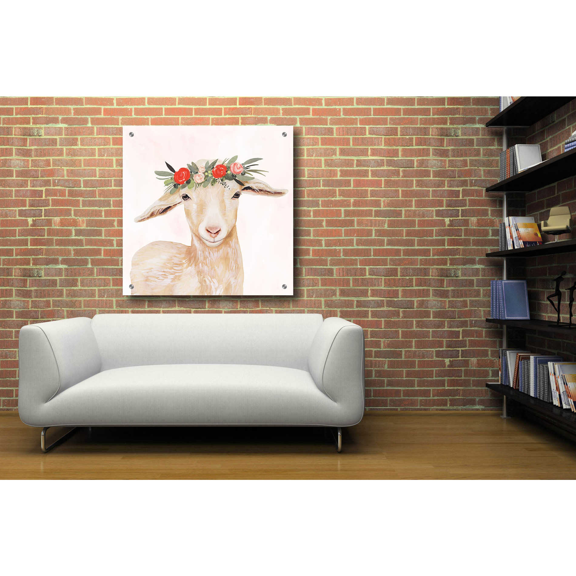 Epic Art 'Garden Goat I' by Victoria Borges, Acrylic Glass Wall Art,36x36