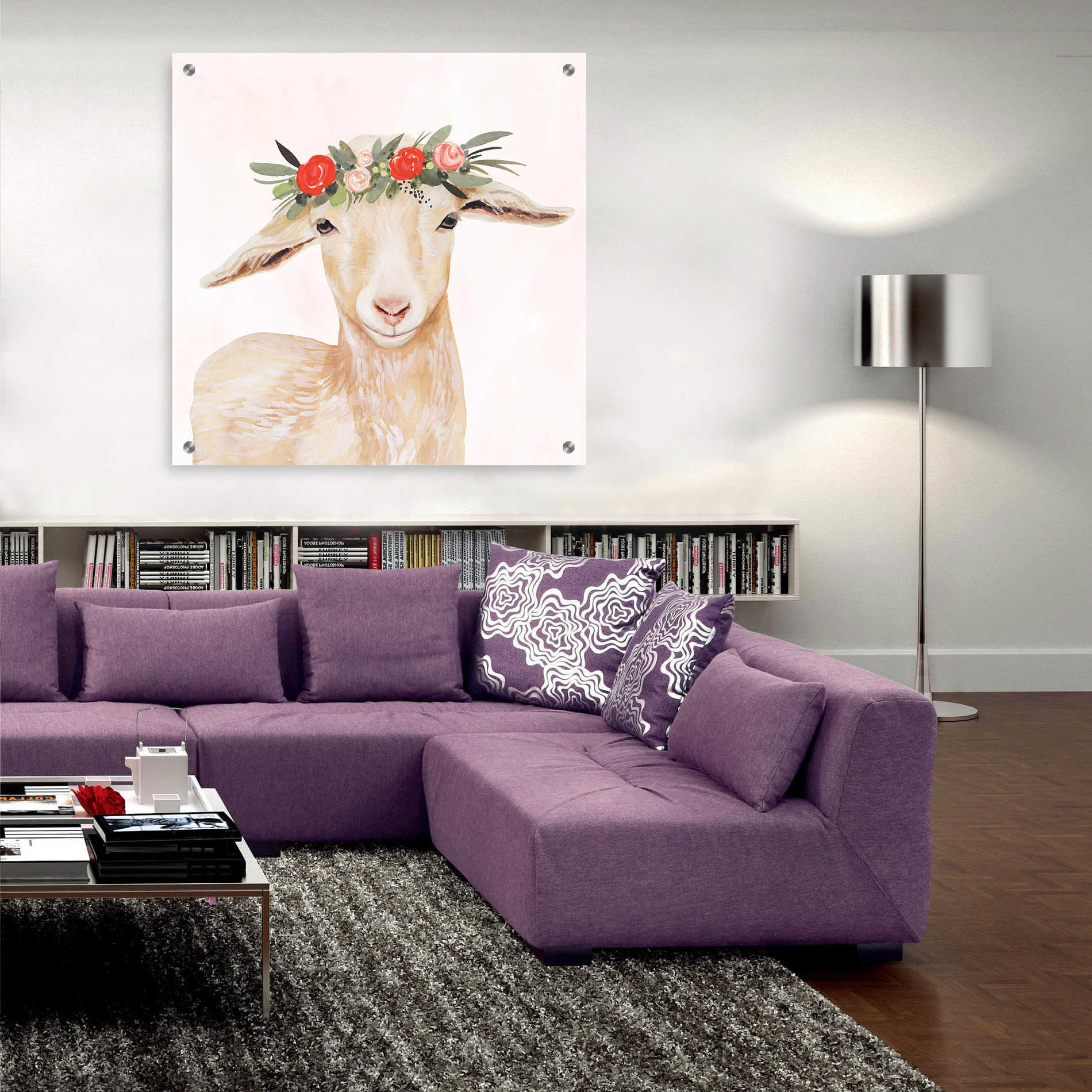 Epic Art 'Garden Goat I' by Victoria Borges, Acrylic Glass Wall Art,36x36