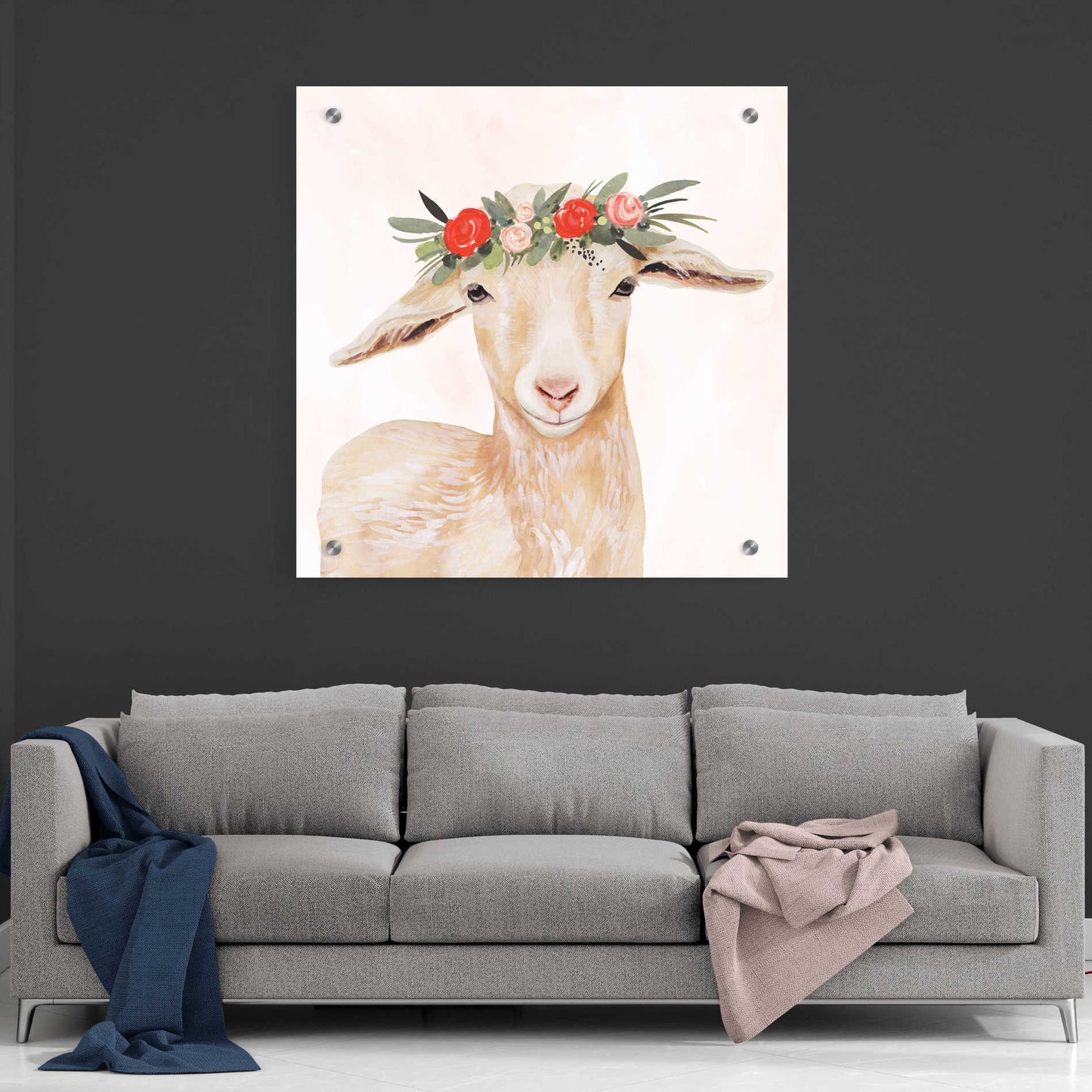 Epic Art 'Garden Goat I' by Victoria Borges, Acrylic Glass Wall Art,36x36