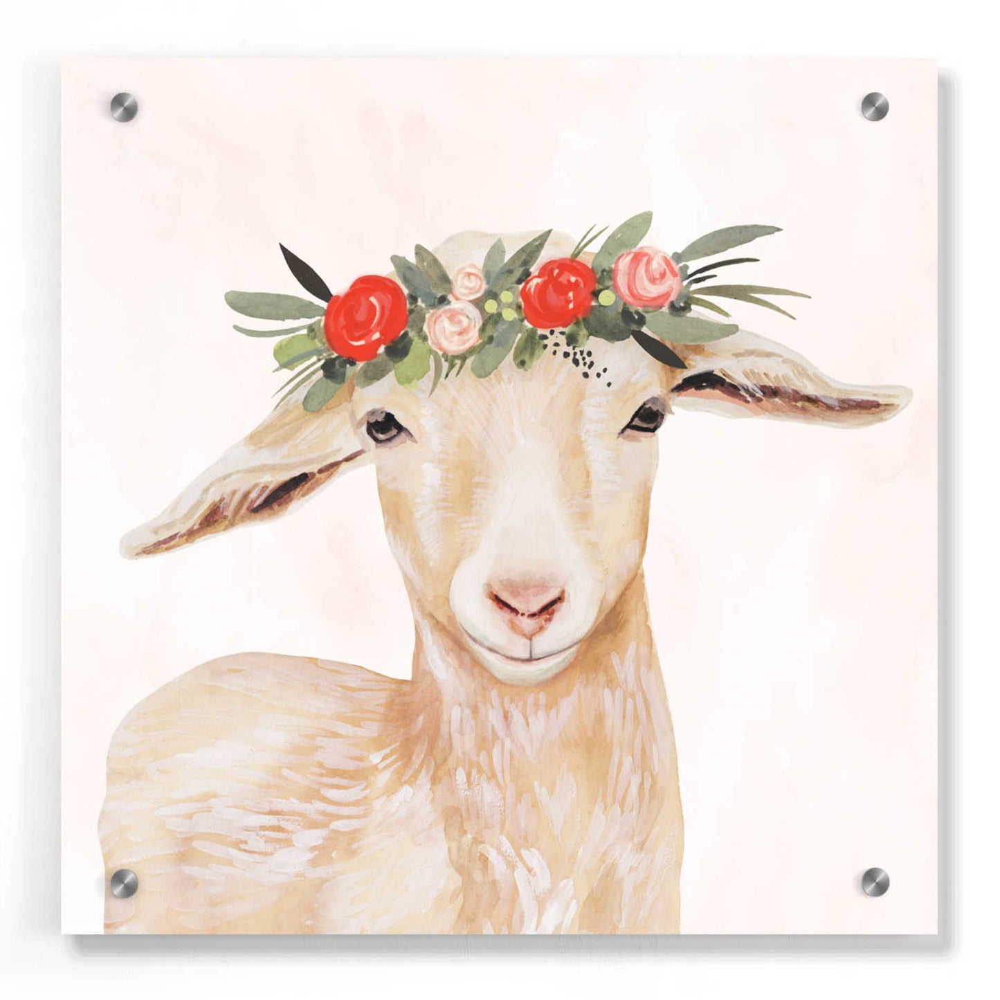 Epic Art 'Garden Goat I' by Victoria Borges, Acrylic Glass Wall Art,36x36