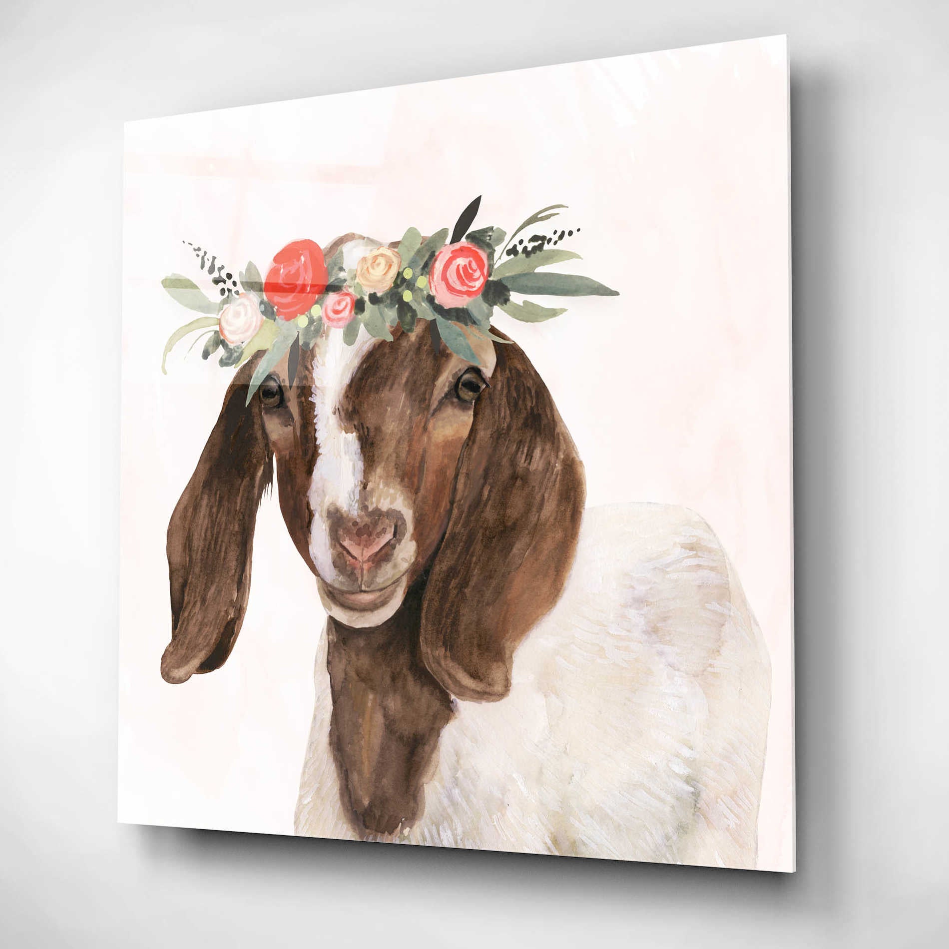 Epic Art 'Garden Goat II' by Victoria Borges, Acrylic Glass Wall Art,12x12