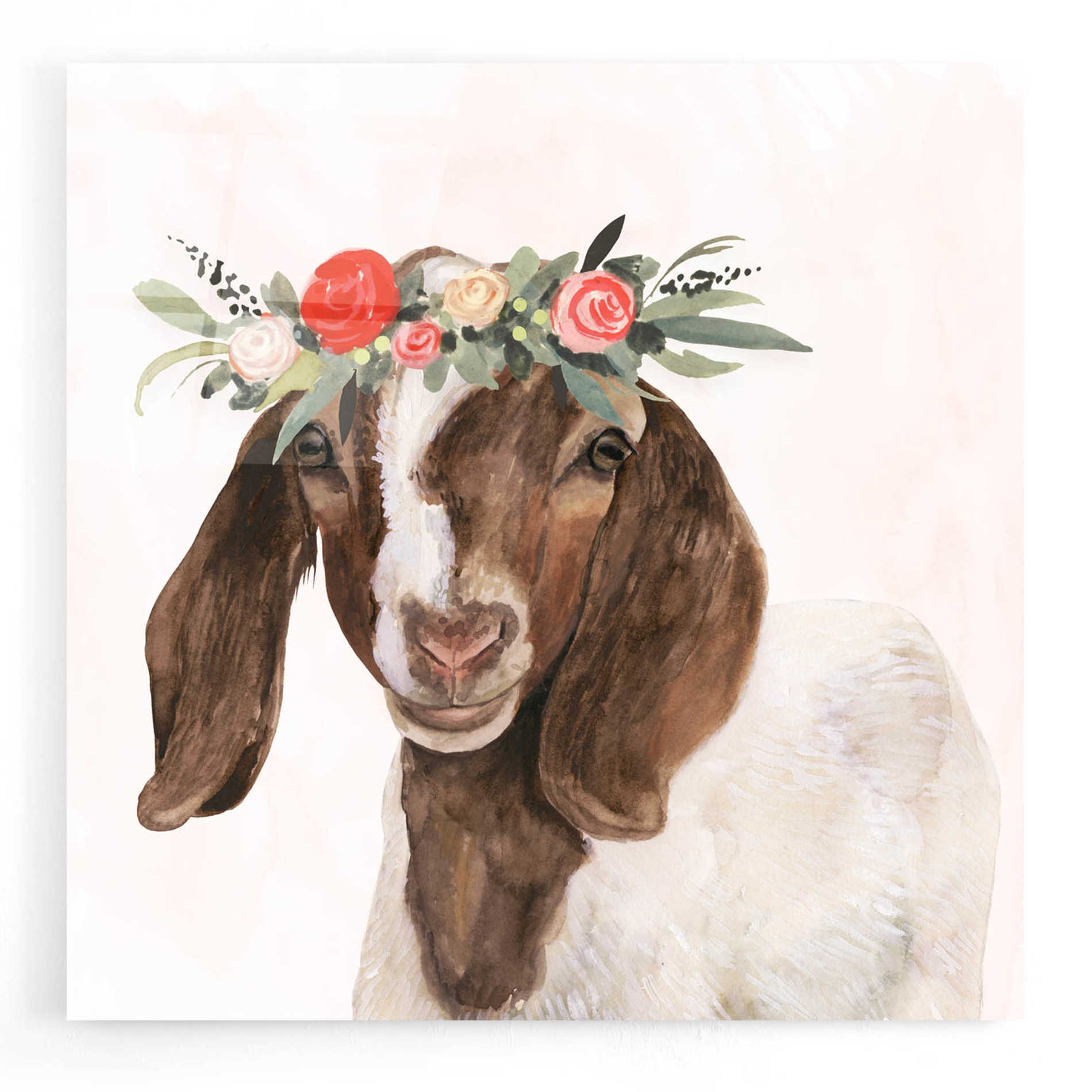Epic Art 'Garden Goat II' by Victoria Borges, Acrylic Glass Wall Art,12x12