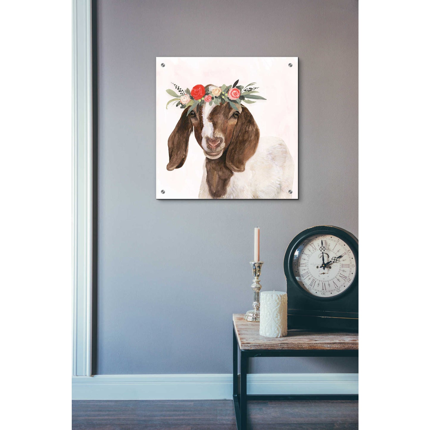 Epic Art 'Garden Goat II' by Victoria Borges, Acrylic Glass Wall Art,24x24