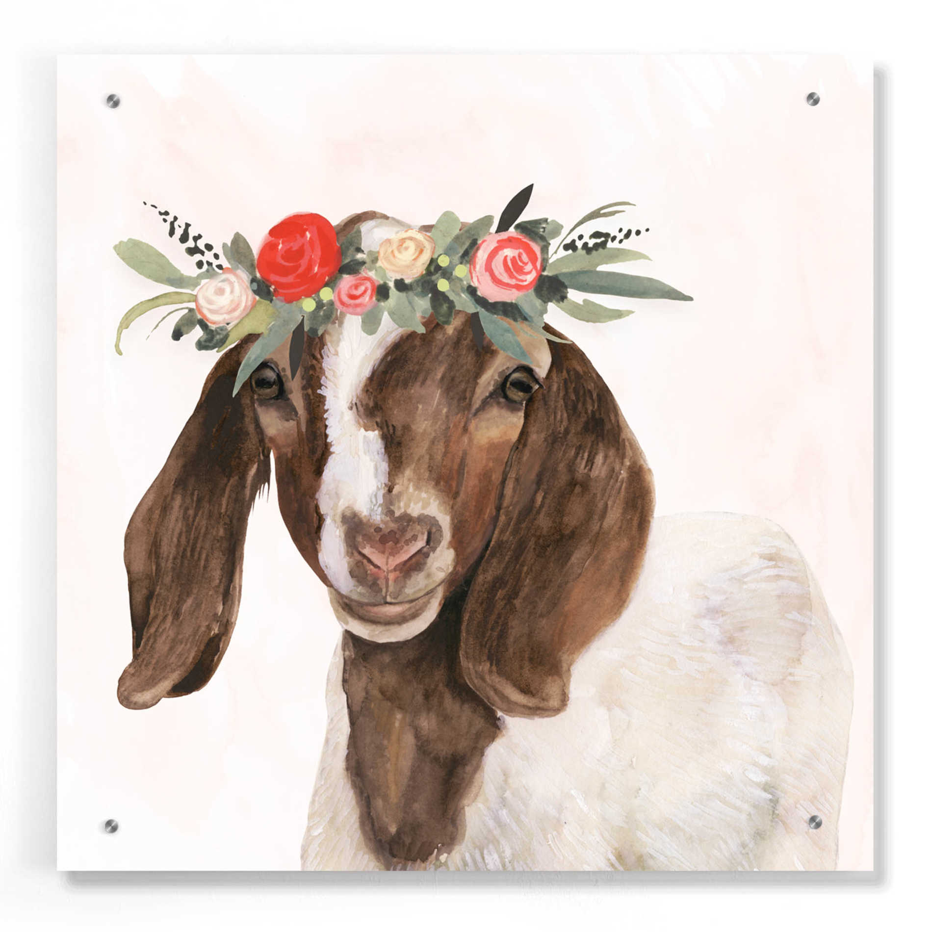 Epic Art 'Garden Goat II' by Victoria Borges, Acrylic Glass Wall Art,24x24