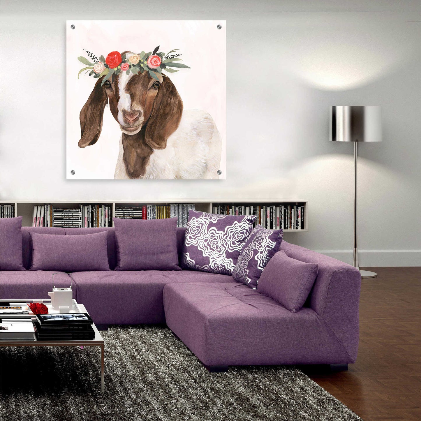 Epic Art 'Garden Goat II' by Victoria Borges, Acrylic Glass Wall Art,36x36