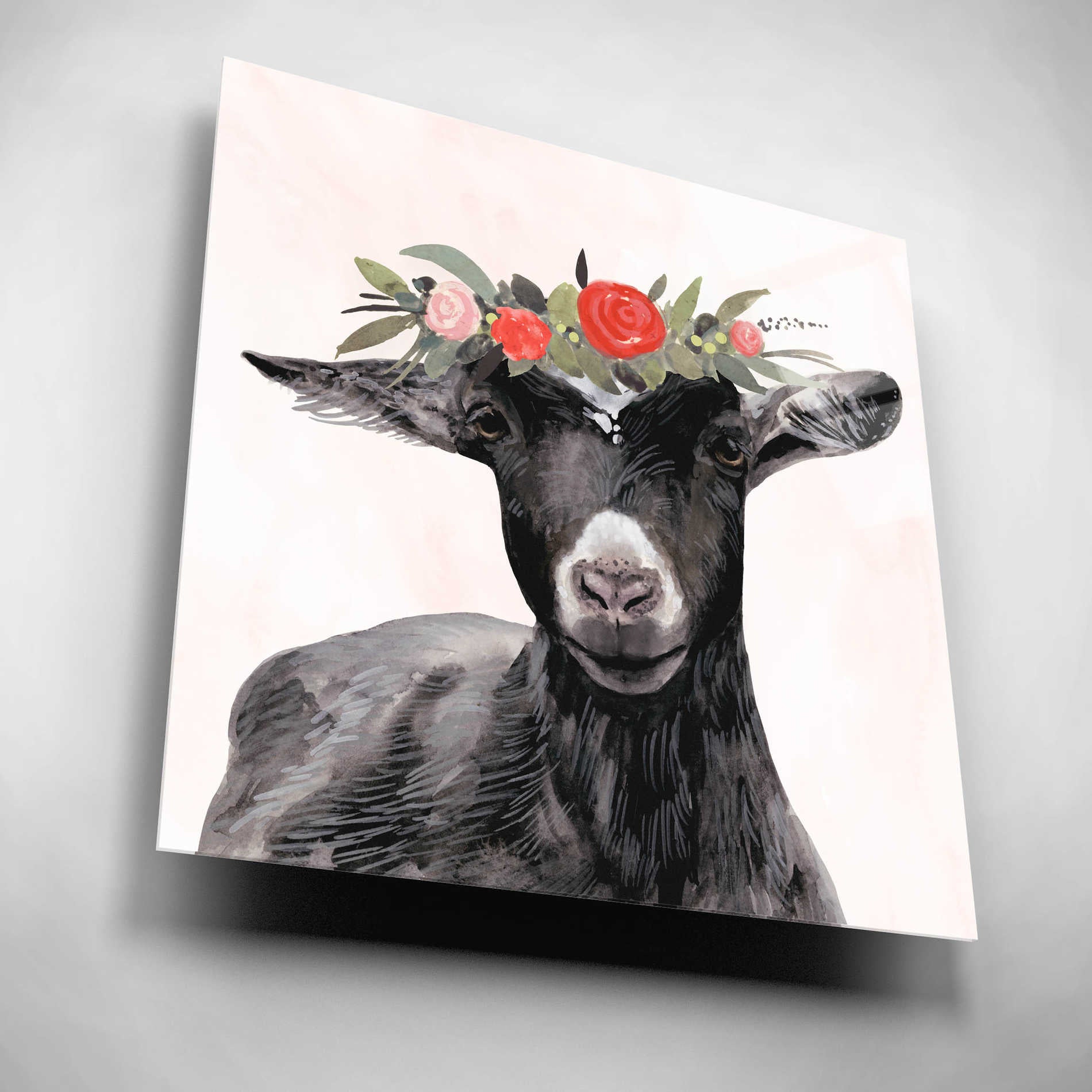 Epic Art 'Garden Goat III' by Victoria Borges, Acrylic Glass Wall Art,12x12