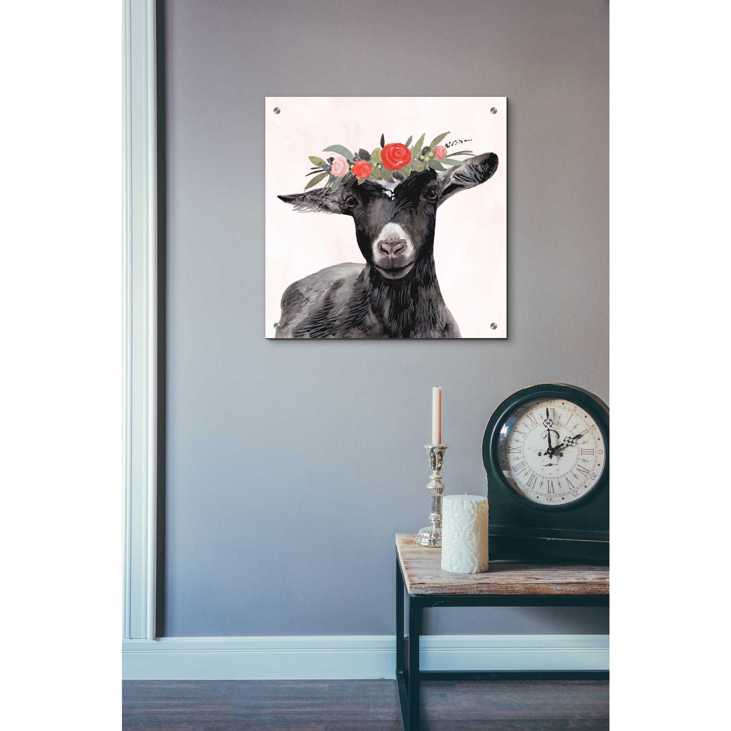 Epic Art 'Garden Goat III' by Victoria Borges, Acrylic Glass Wall Art,24x24