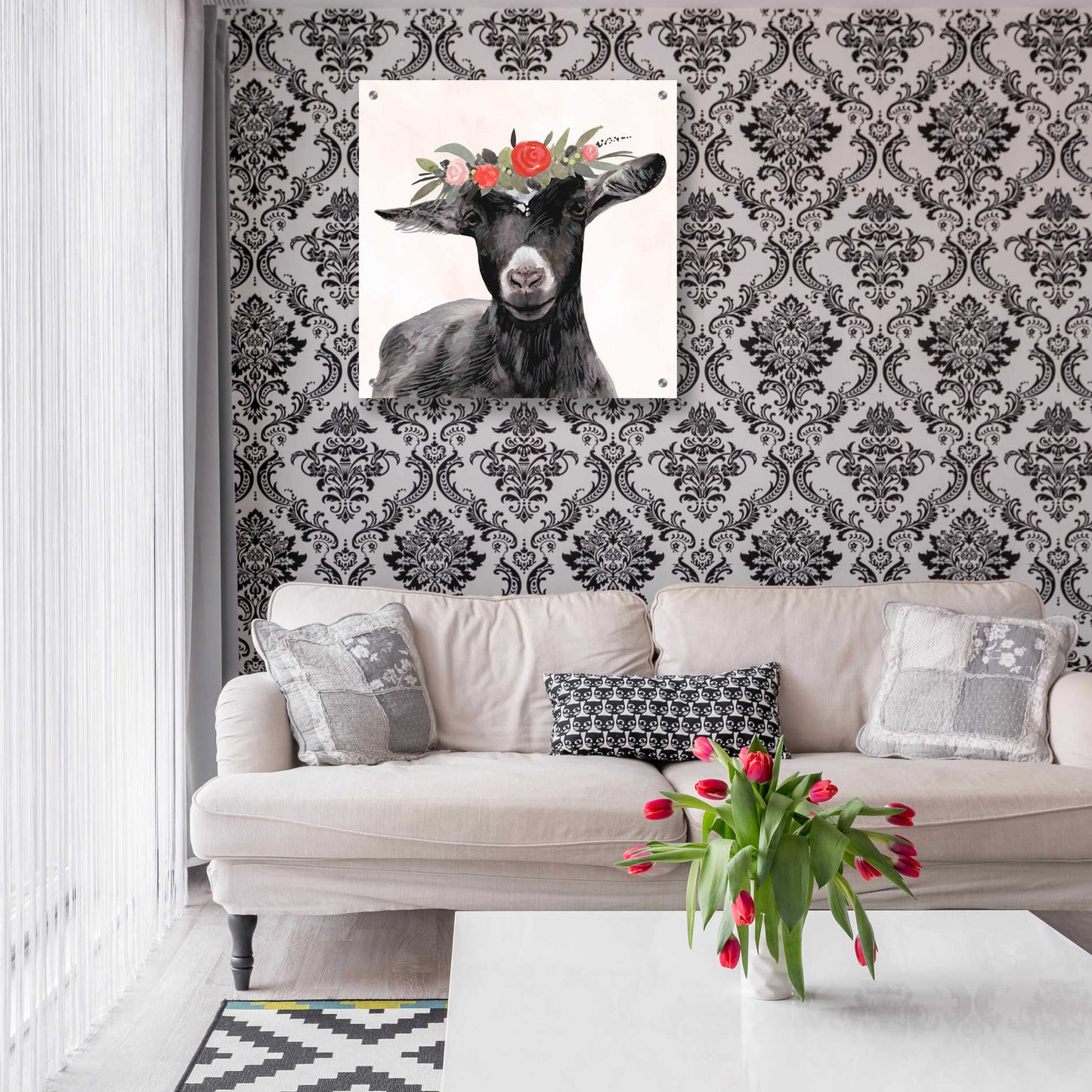 Epic Art 'Garden Goat III' by Victoria Borges, Acrylic Glass Wall Art,24x24