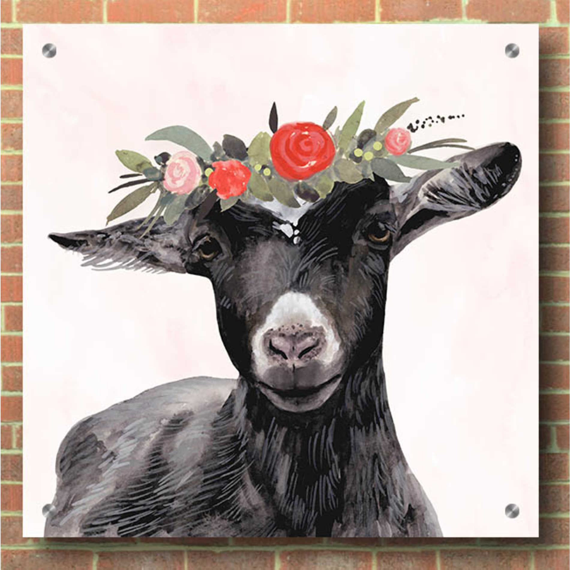 Epic Art 'Garden Goat III' by Victoria Borges, Acrylic Glass Wall Art,36x36