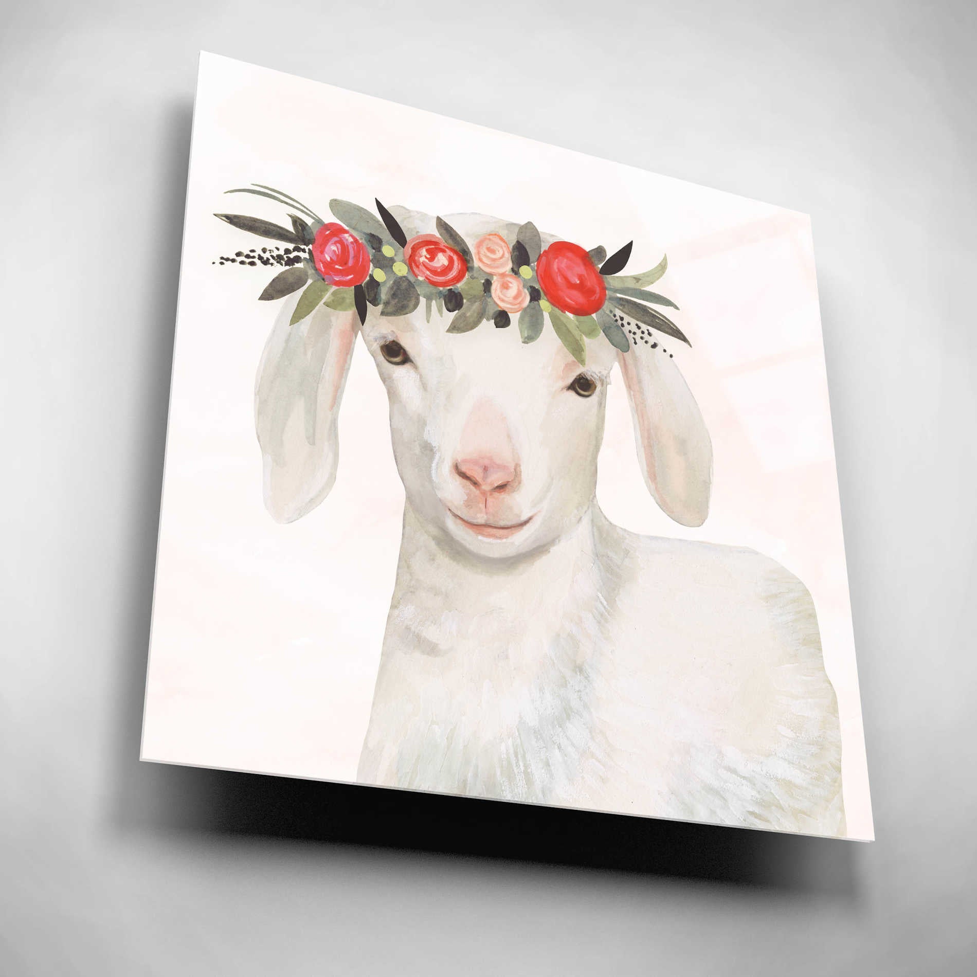 Epic Art 'Garden Goat IV' by Victoria Borges, Acrylic Glass Wall Art,12x12
