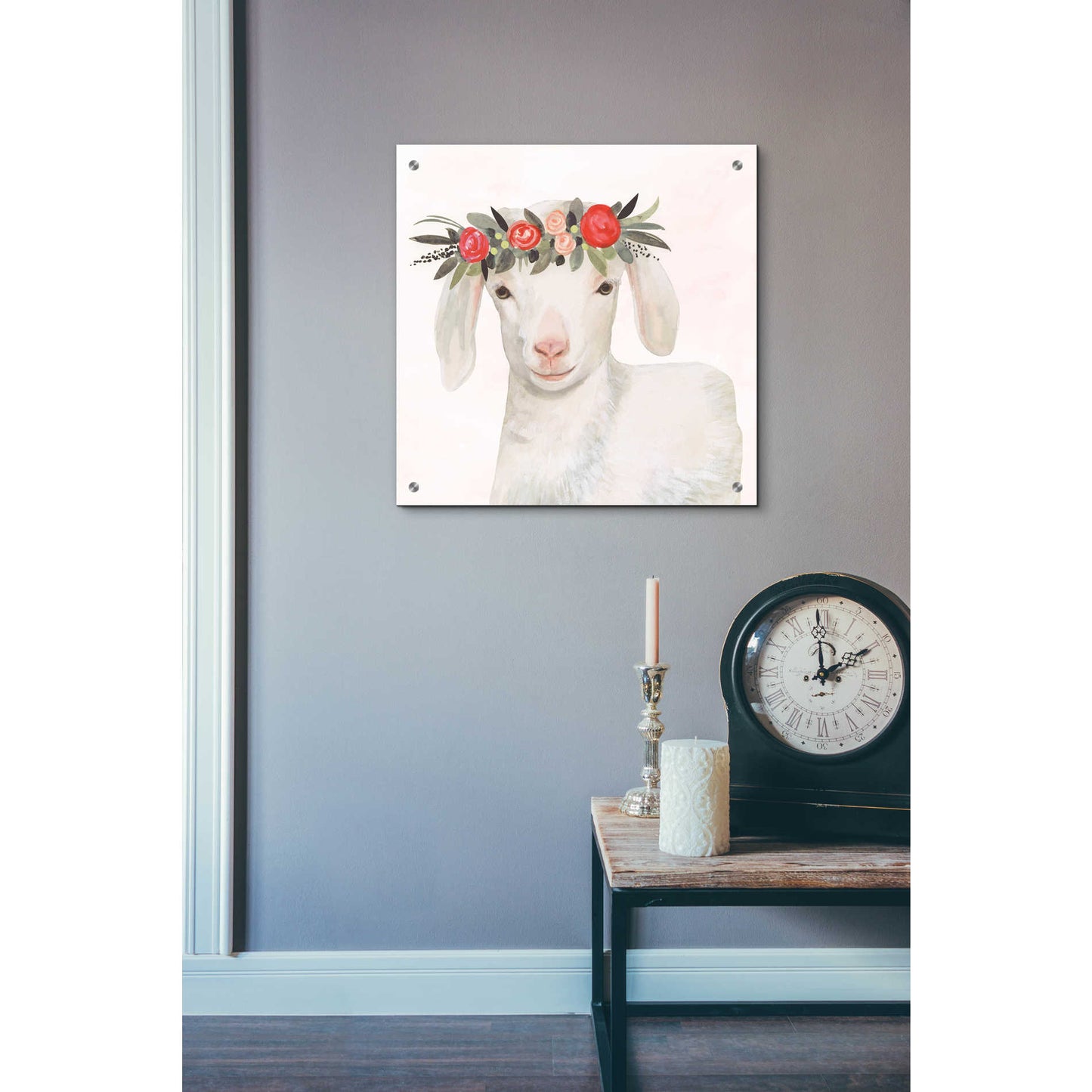Epic Art 'Garden Goat IV' by Victoria Borges, Acrylic Glass Wall Art,24x24