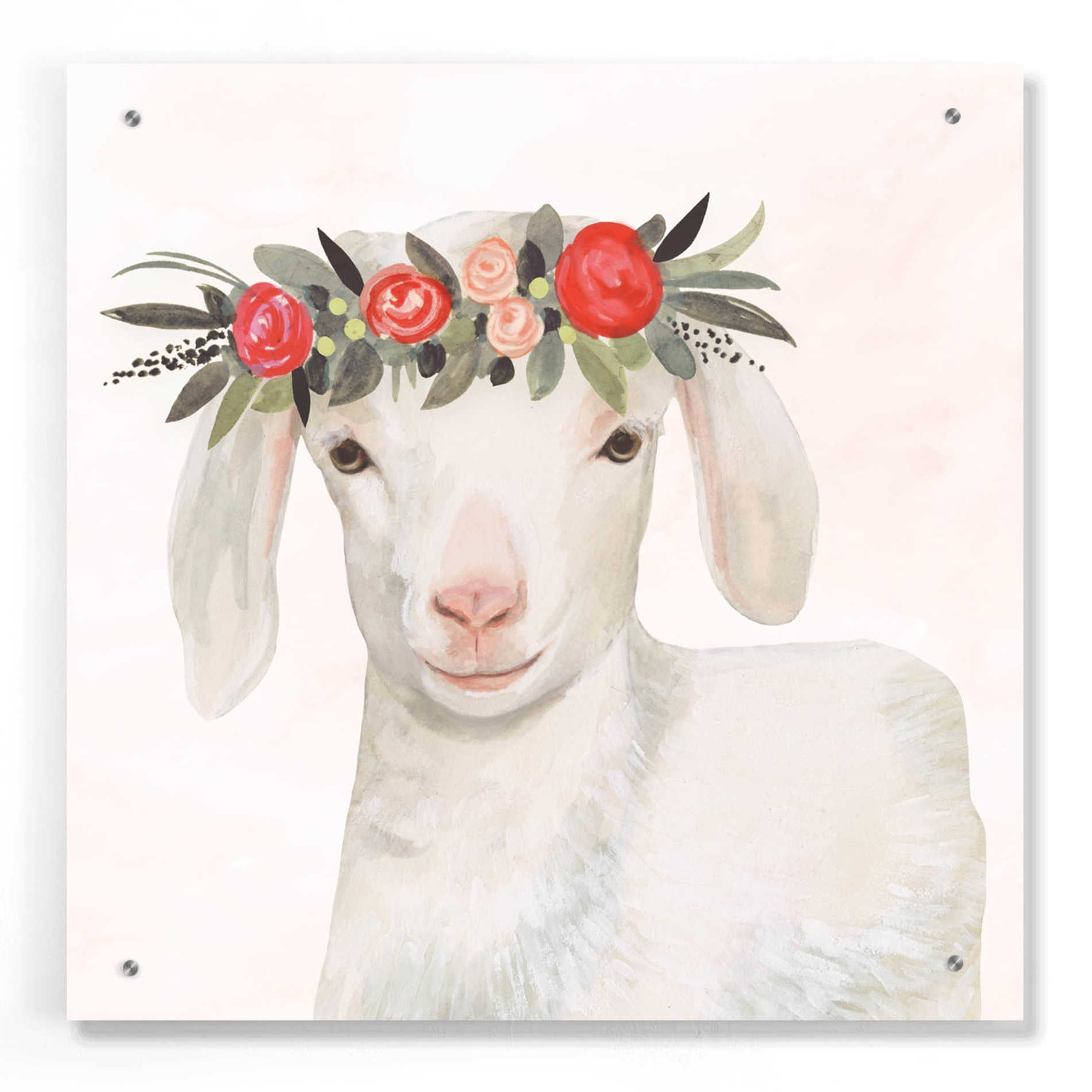 Epic Art 'Garden Goat IV' by Victoria Borges, Acrylic Glass Wall Art,24x24