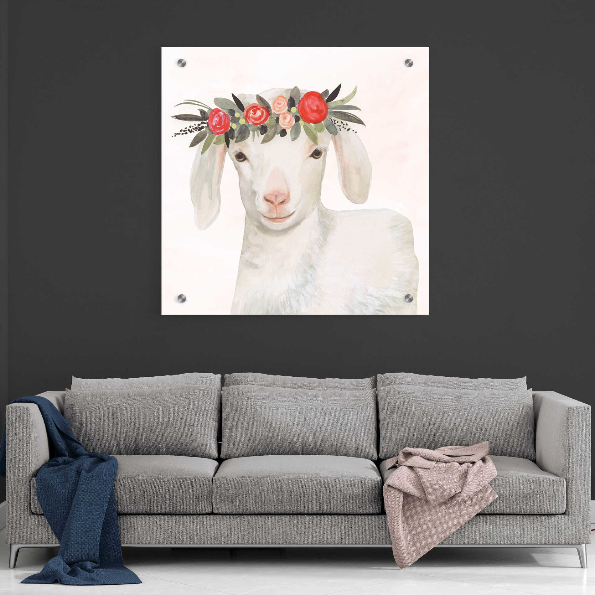 Epic Art 'Garden Goat IV' by Victoria Borges, Acrylic Glass Wall Art,36x36