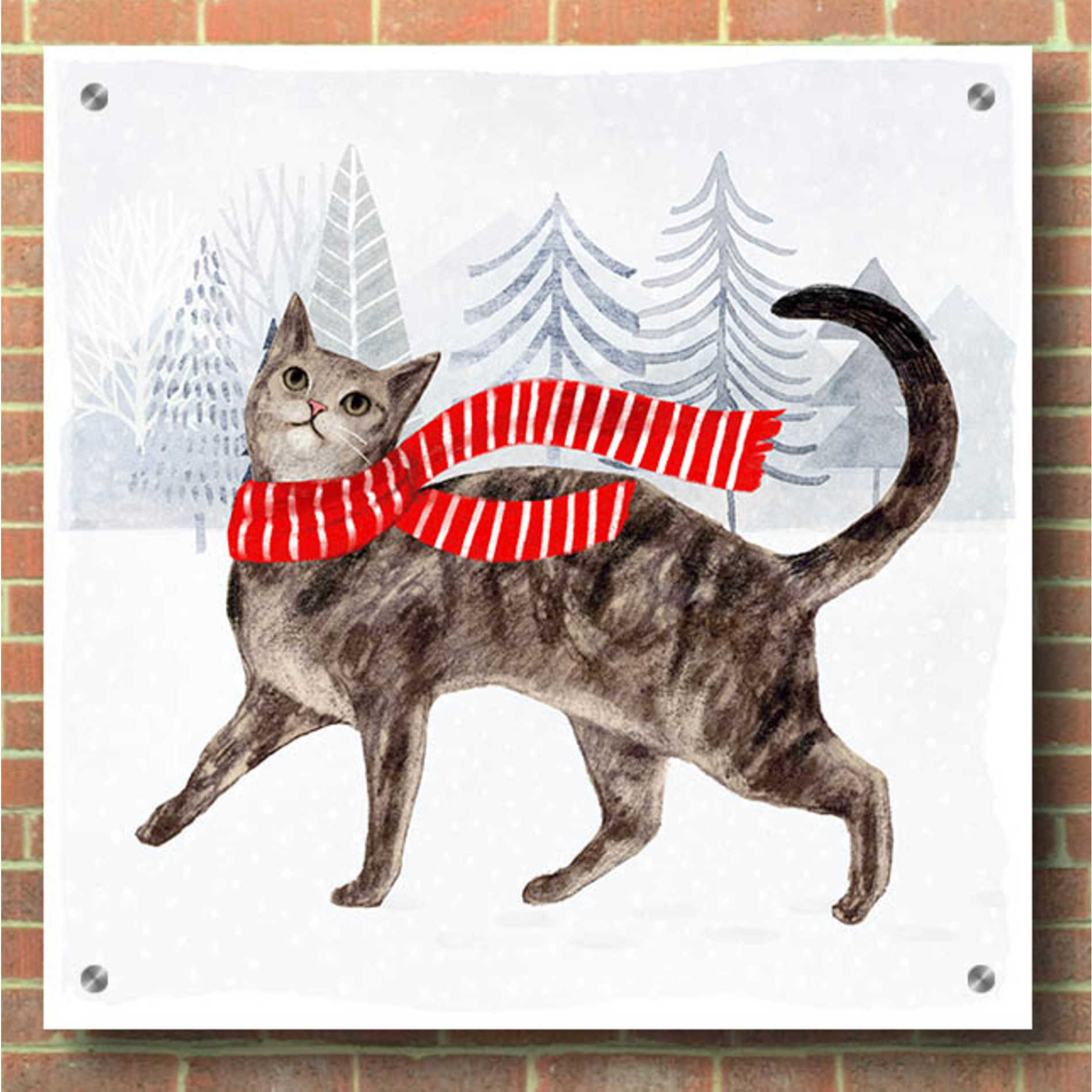 Epic Art 'Christmas Cats & Dogs I' by Victoria Borges, Acrylic Glass Wall Art,36x36