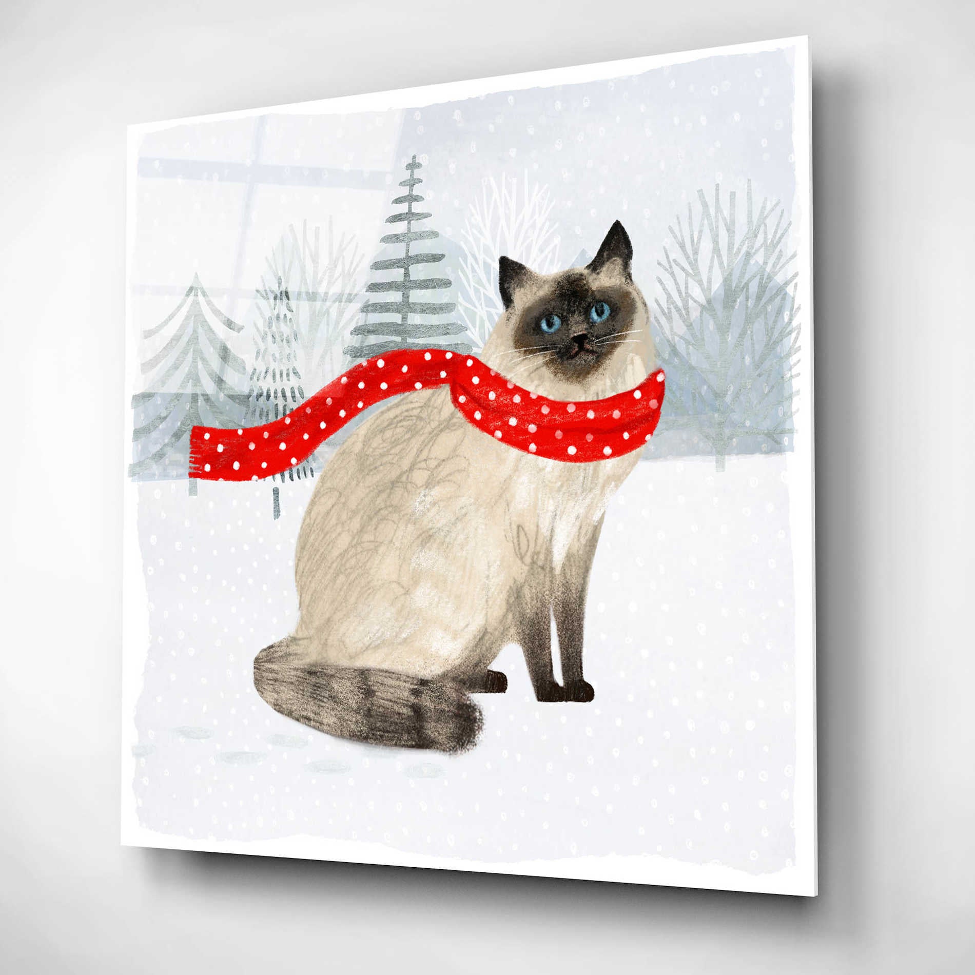 Epic Art 'Christmas Cats & Dogs III' by Victoria Borges, Acrylic Glass Wall Art,12x12