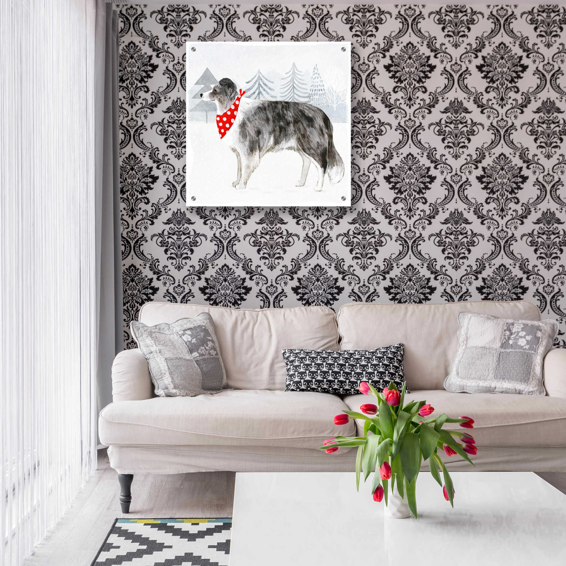 Epic Art 'Christmas Cats & Dogs IV' by Victoria Borges, Acrylic Glass Wall Art,24x24