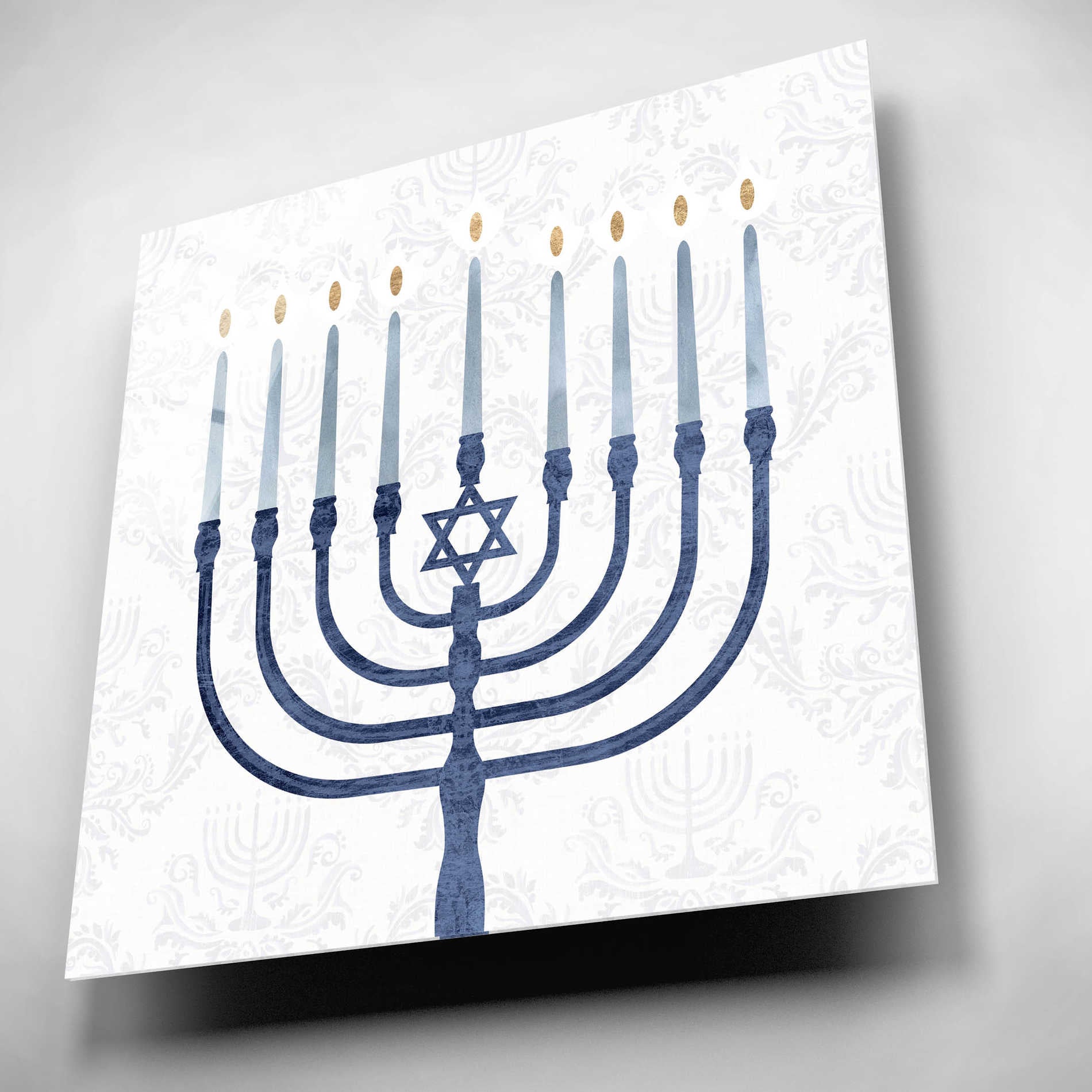 Epic Art 'Sophisticated Hanukkah II' by Victoria Borges, Acrylic Glass Wall Art,12x12