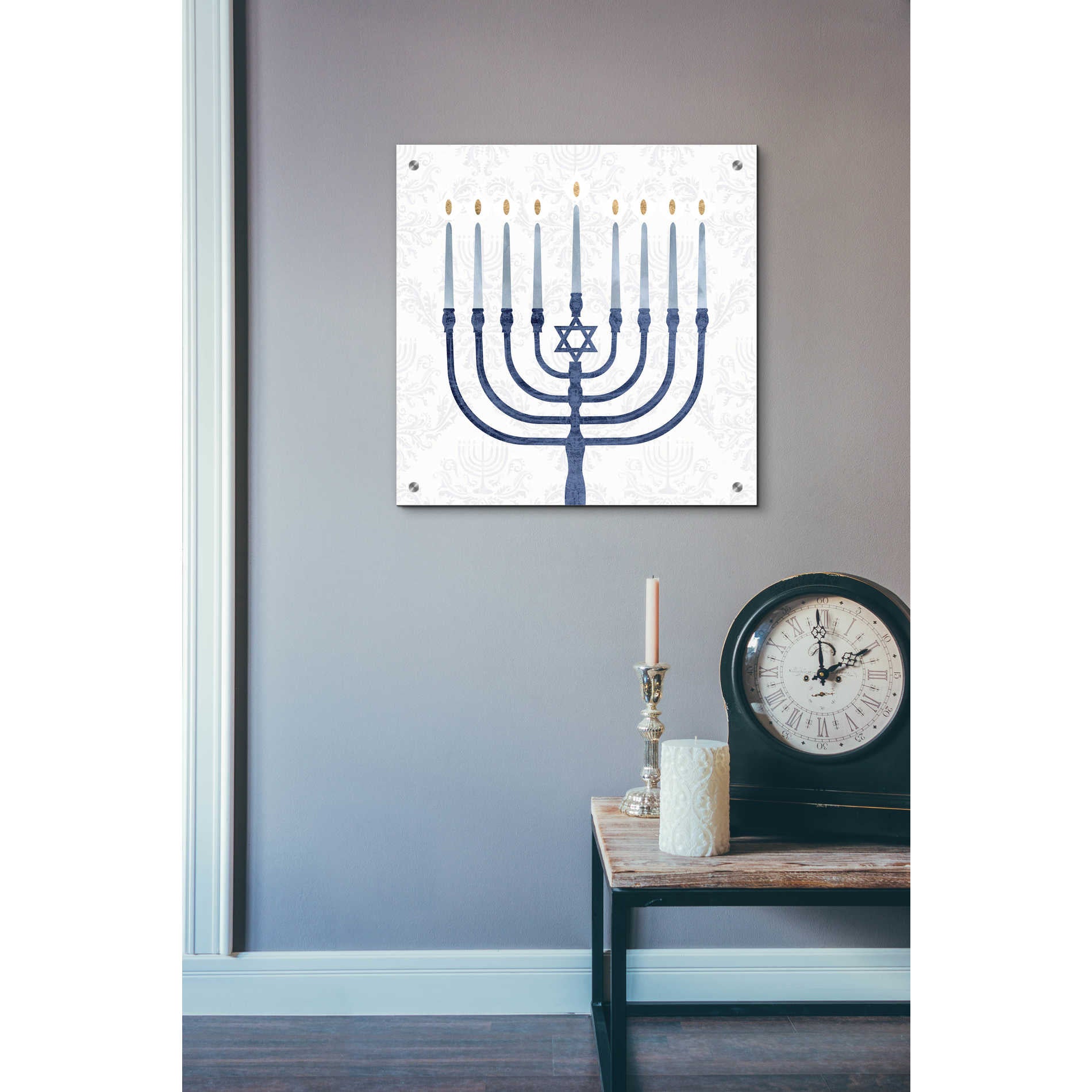 Epic Art 'Sophisticated Hanukkah II' by Victoria Borges, Acrylic Glass Wall Art,24x24