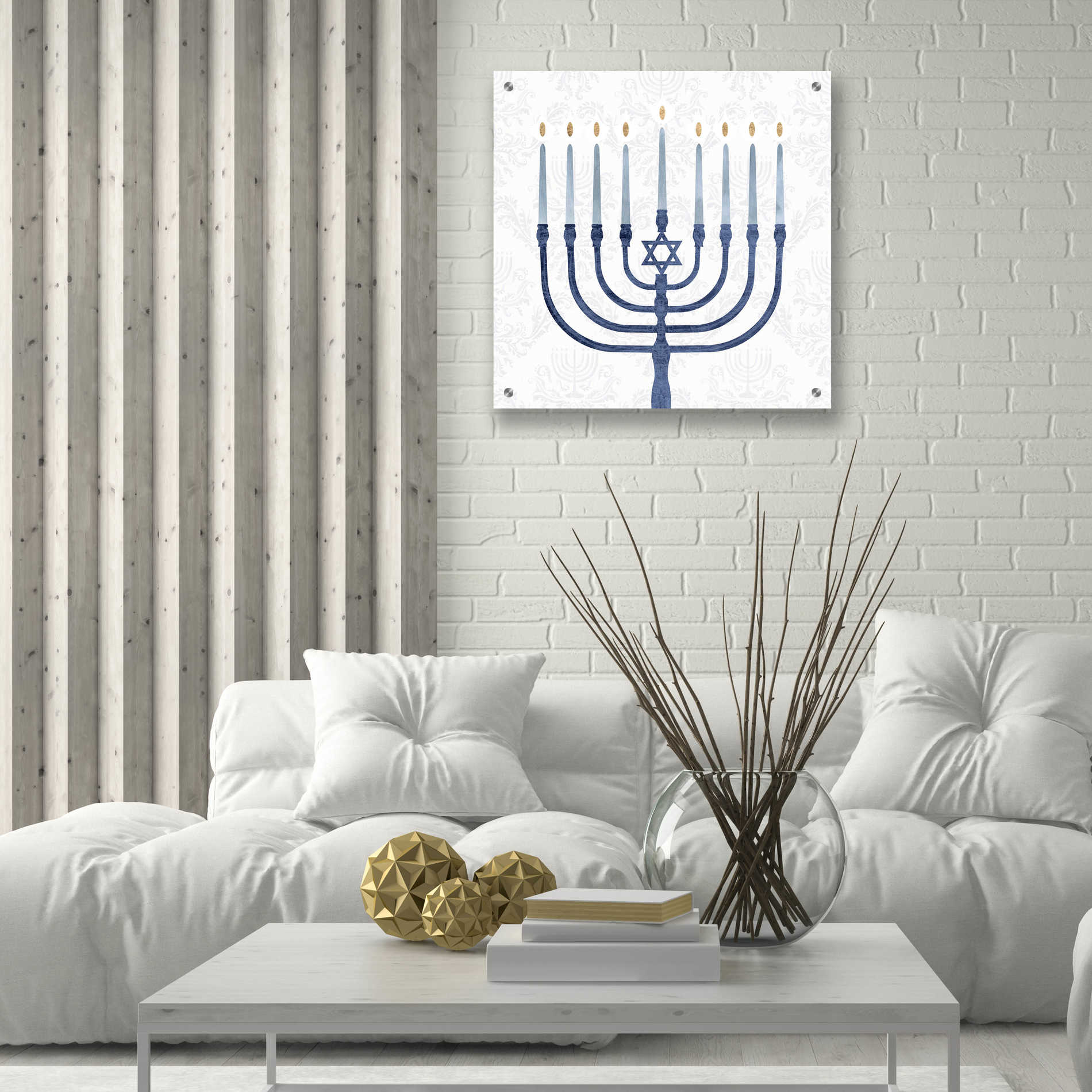 Epic Art 'Sophisticated Hanukkah II' by Victoria Borges, Acrylic Glass Wall Art,24x24