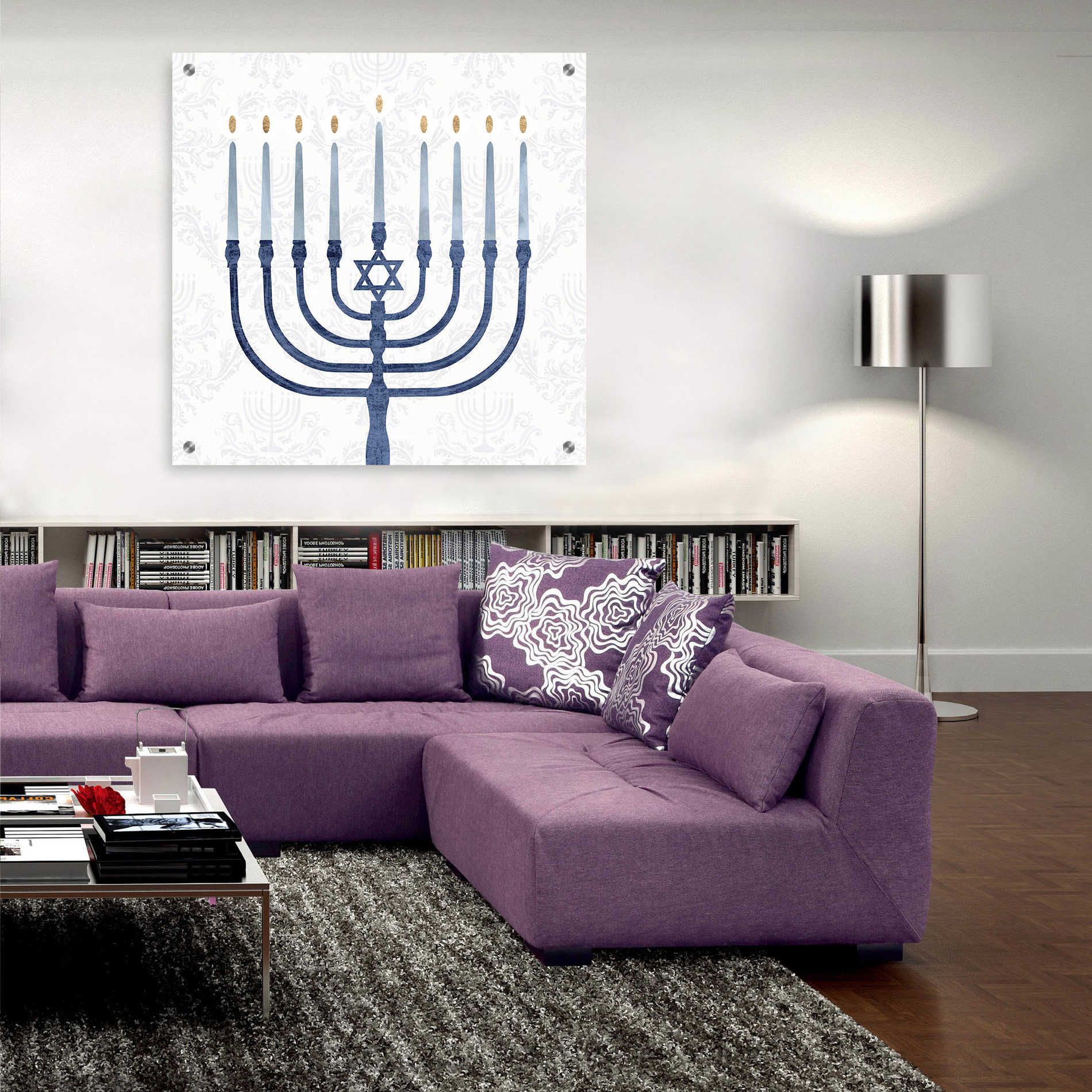 Epic Art 'Sophisticated Hanukkah II' by Victoria Borges, Acrylic Glass Wall Art,36x36