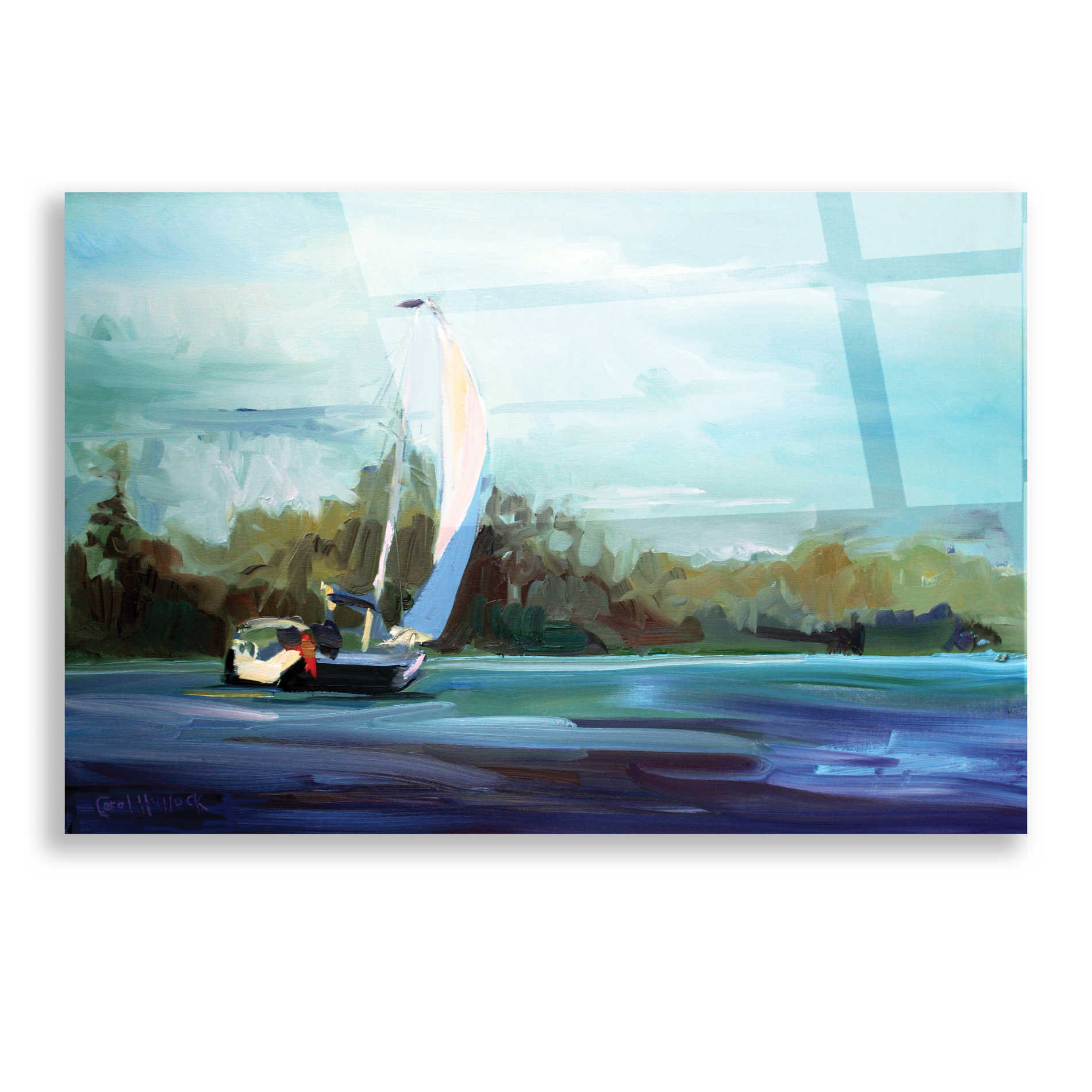 Epic Art 'Sailboat' by Carol Hallock, Acrylic Glass Wall Art,16x12