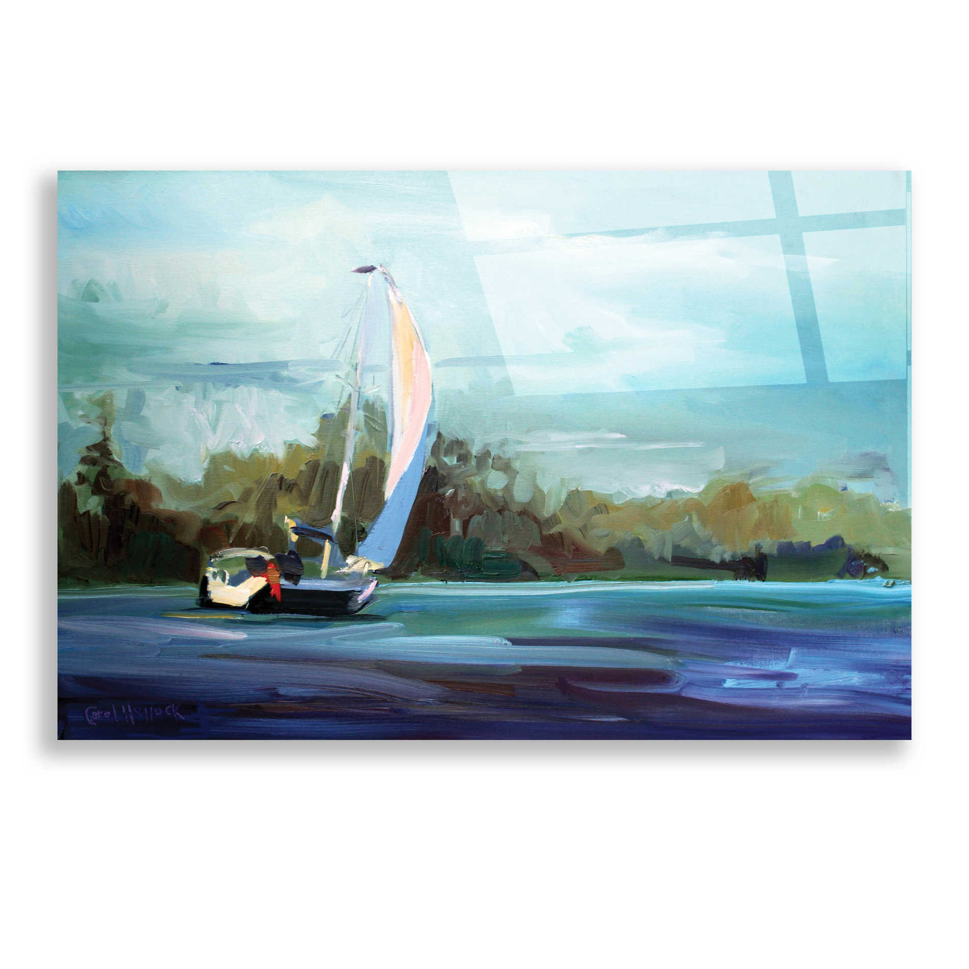 Epic Art 'Sailboat' by Carol Hallock, Acrylic Glass Wall Art,24x16