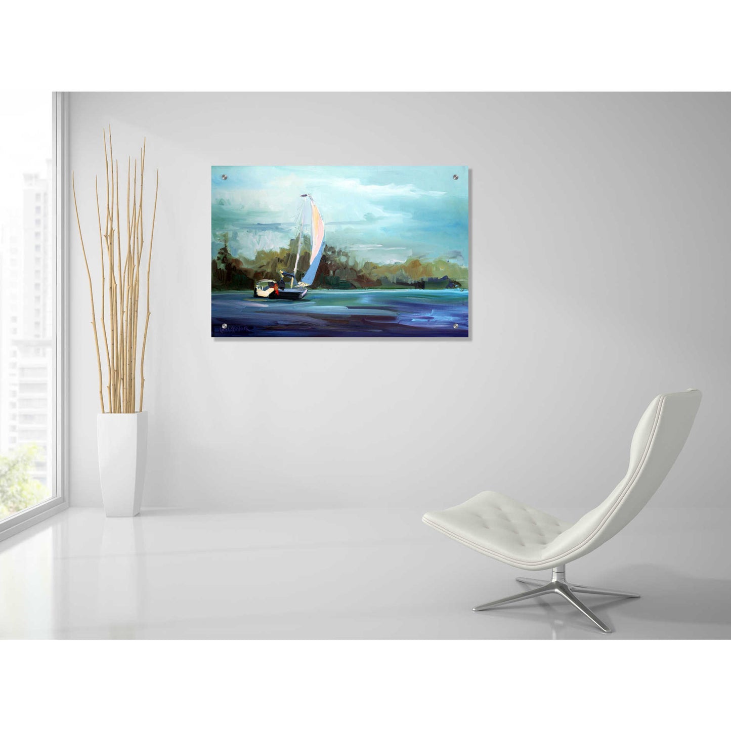 Epic Art 'Sailboat' by Carol Hallock, Acrylic Glass Wall Art,36x24