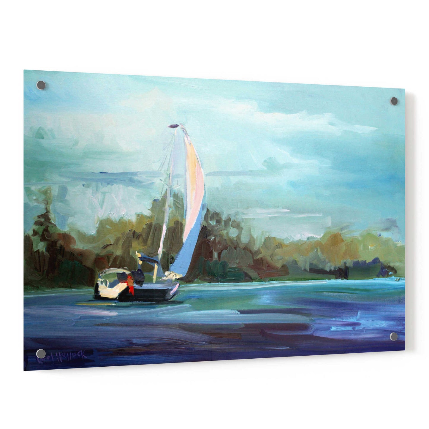 Epic Art 'Sailboat' by Carol Hallock, Acrylic Glass Wall Art,36x24