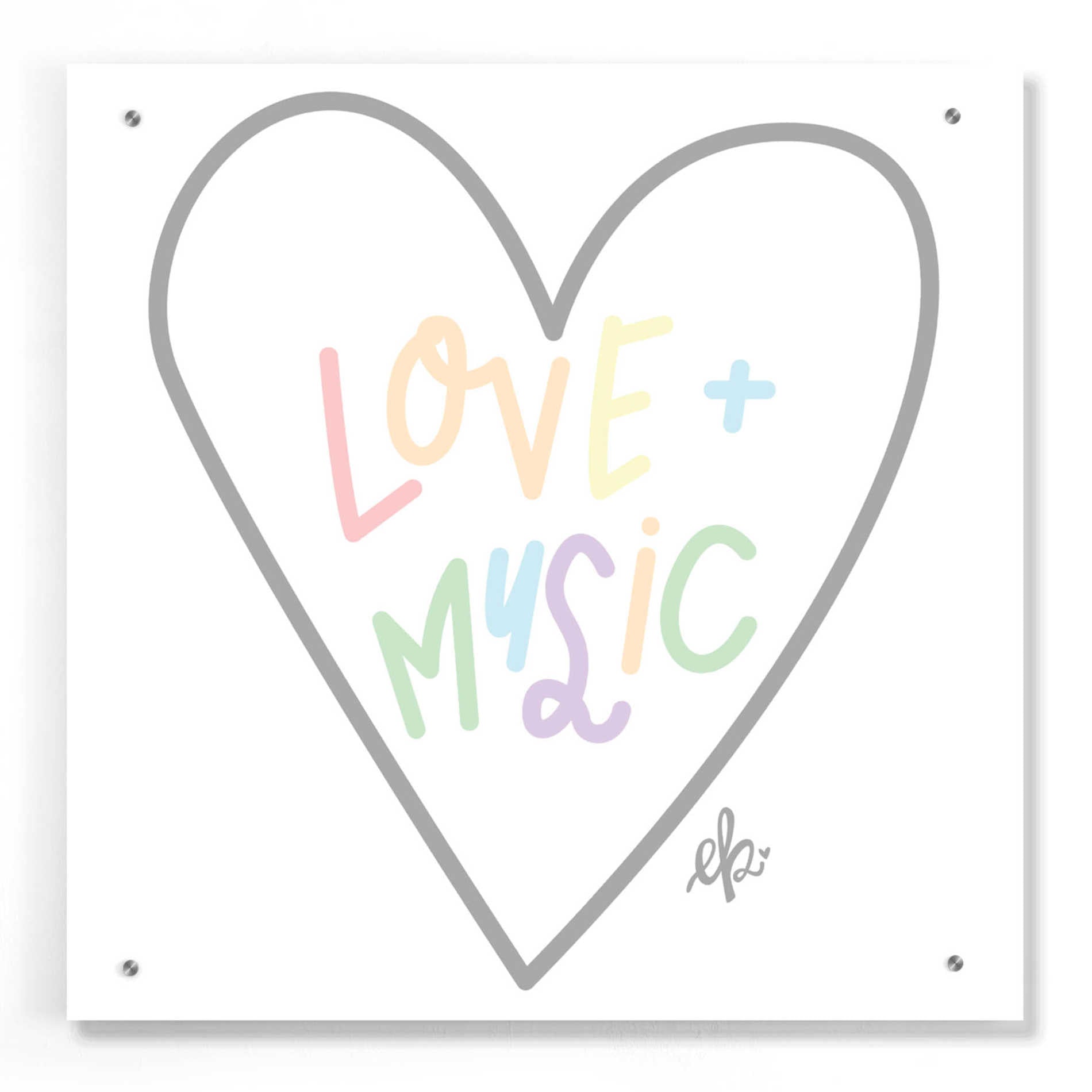 Epic Art 'Love and Music' by Erin Barrett, Acrylic Glass Wall Art,24x24