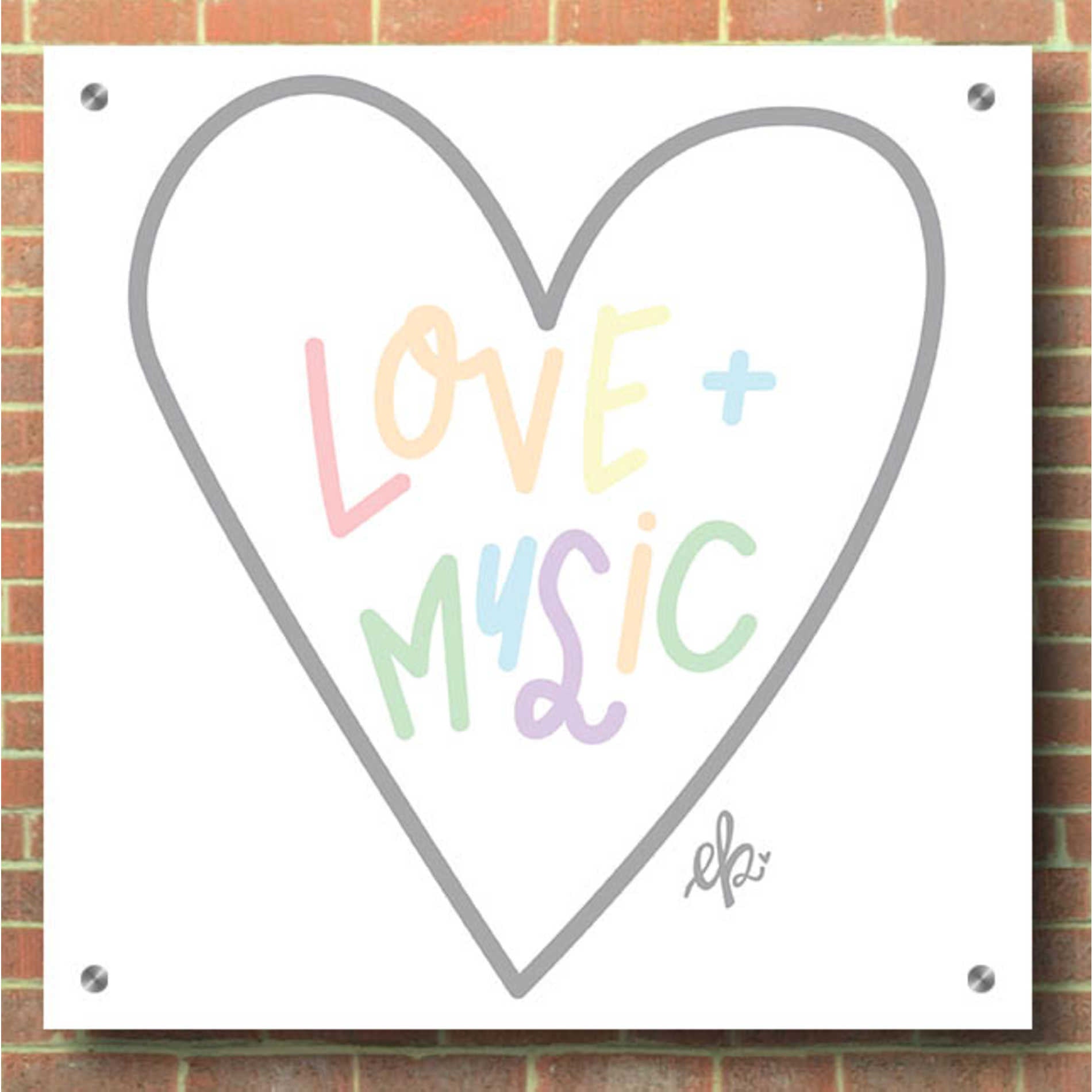 Epic Art 'Love and Music' by Erin Barrett, Acrylic Glass Wall Art,36x36