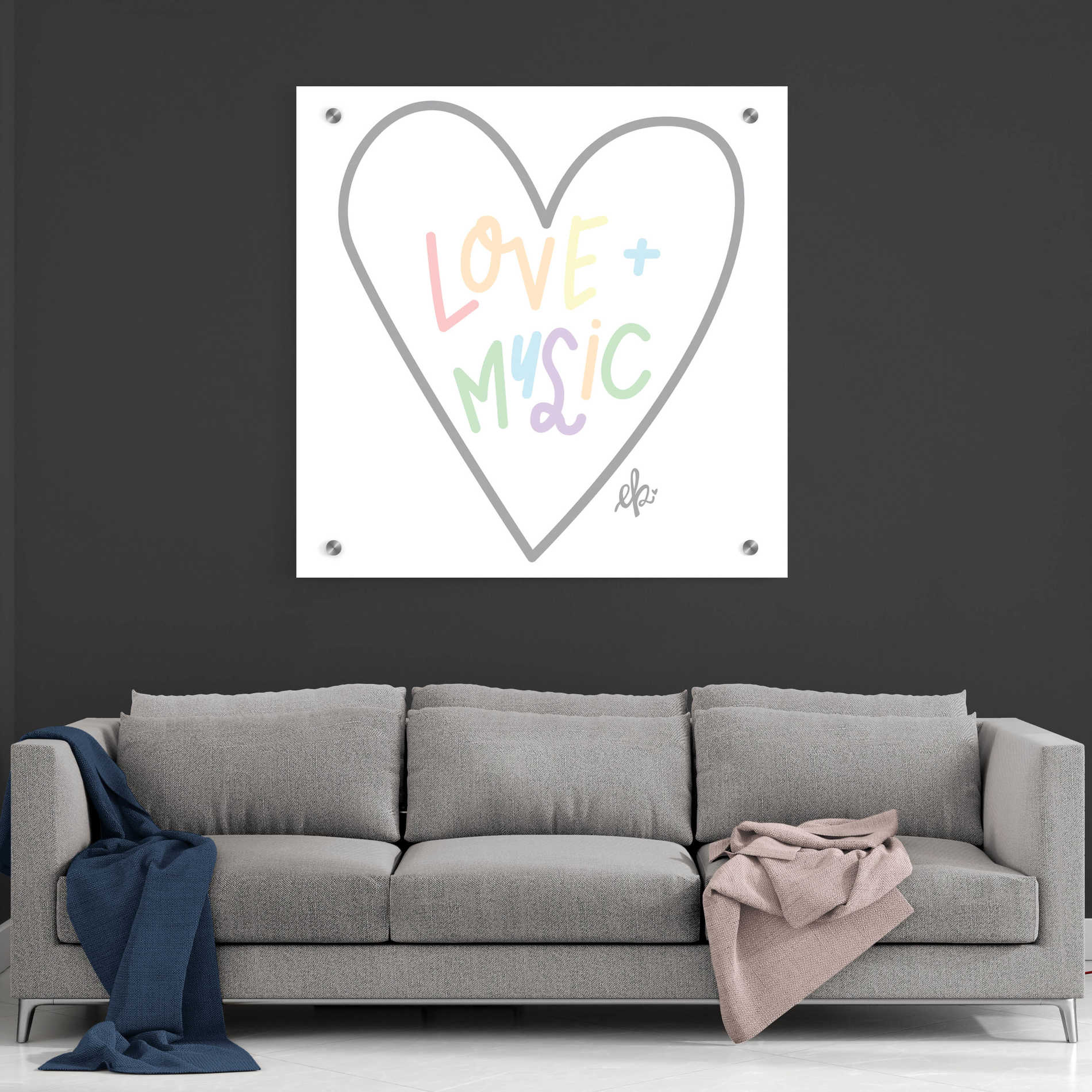 Epic Art 'Love and Music' by Erin Barrett, Acrylic Glass Wall Art,36x36