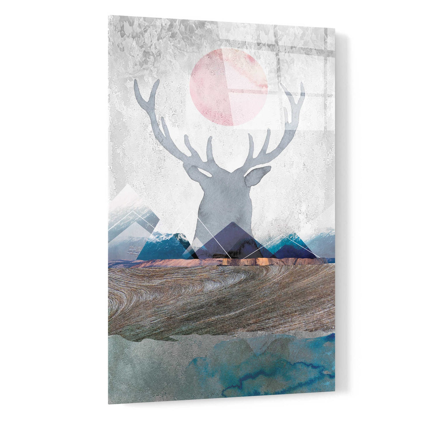 Epic Art 'Deer and Mountains 2' by Louis Duncan-He, Acrylic Glass Wall Art,16x24