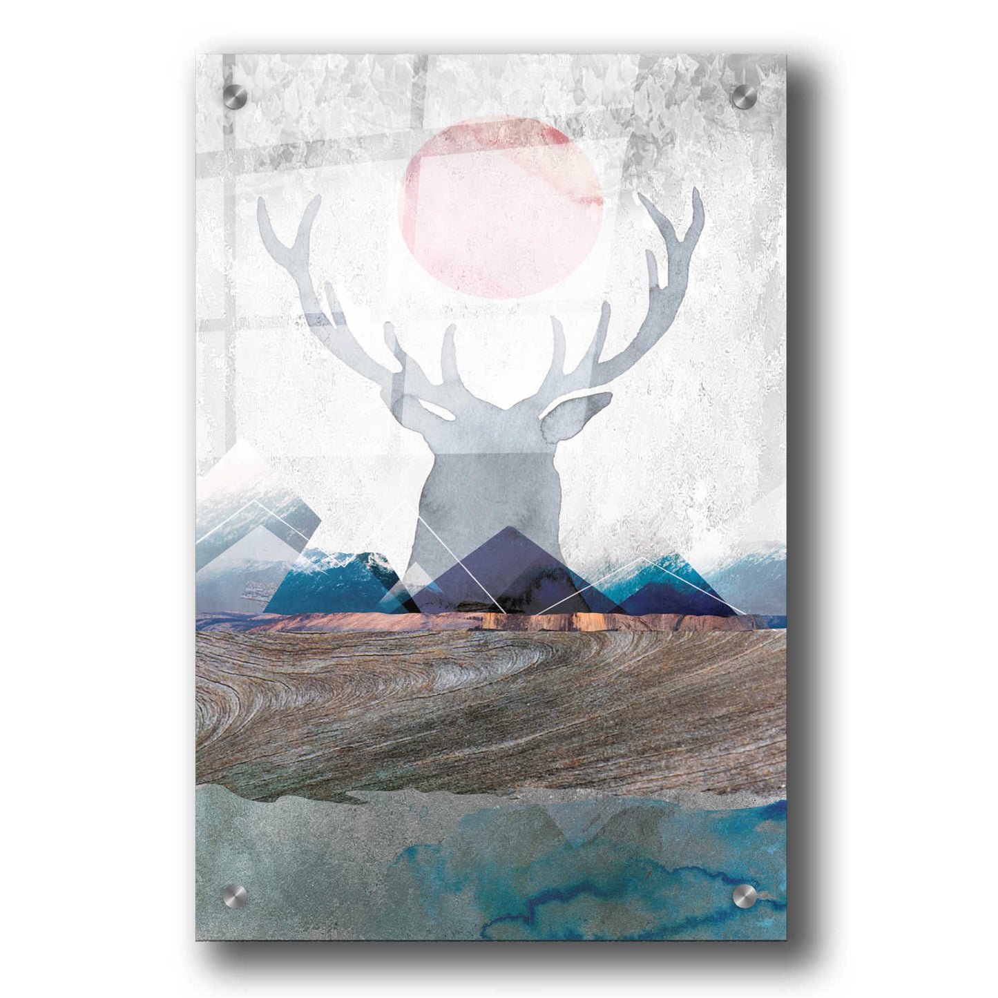 Epic Art 'Deer and Mountains 2' by Louis Duncan-He, Acrylic Glass Wall Art,24x36