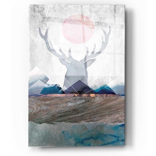 Epic Art 'Deer and Mountains 2' by Louis Duncan-He, Acrylic Glass Wall Art