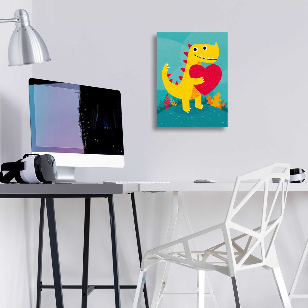 Epic Art 'Dino Love' by Michael Buxton, Acrylic Glass Wall Art,12x16