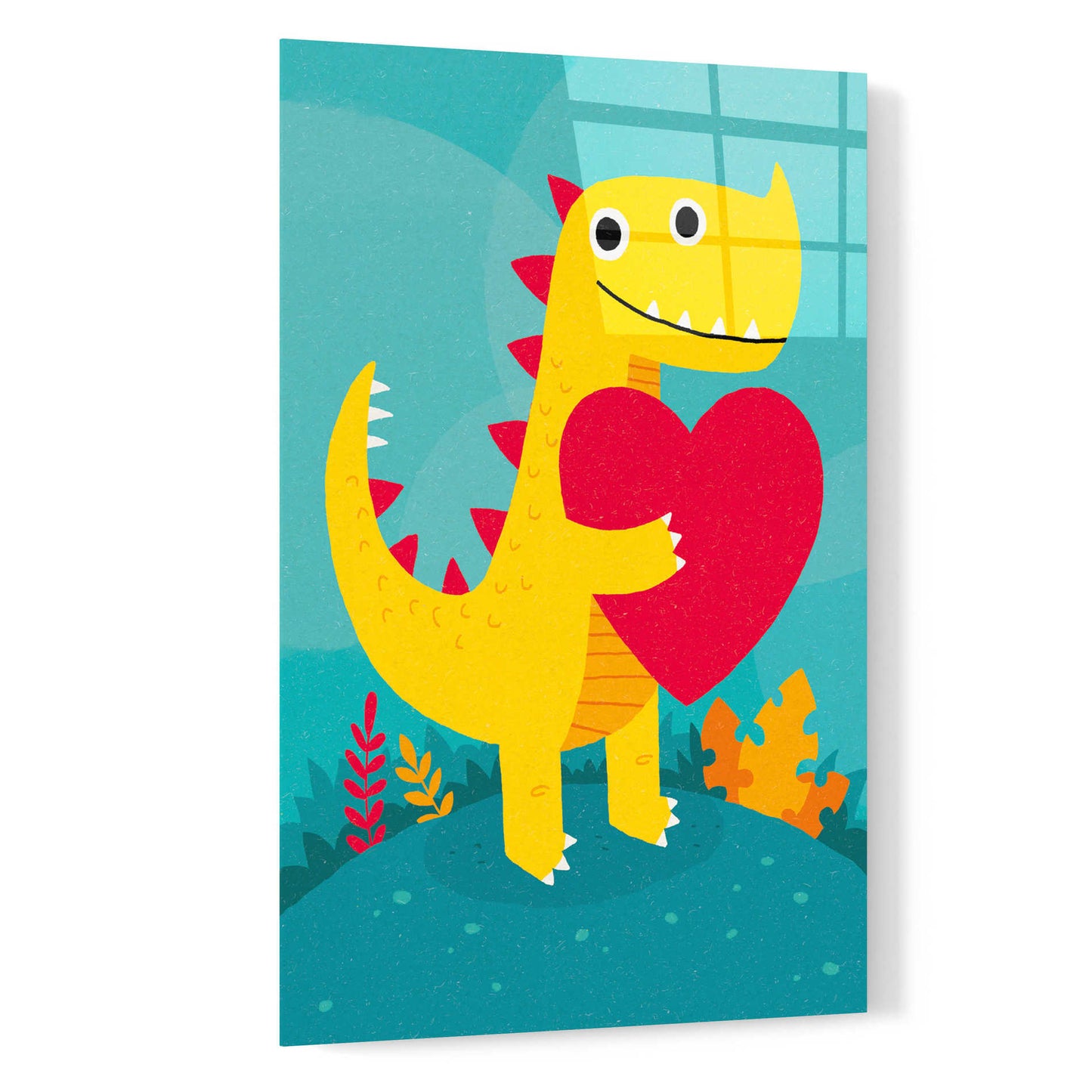 Epic Art 'Dino Love' by Michael Buxton, Acrylic Glass Wall Art,16x24